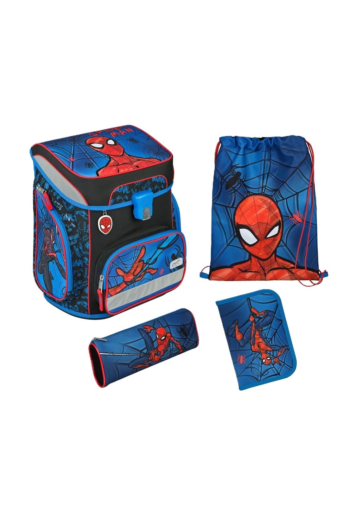 Scooli EasyFit Schulranzen-Set 'Spiderman', 4-teilig, blau|schwarz|rot, 99