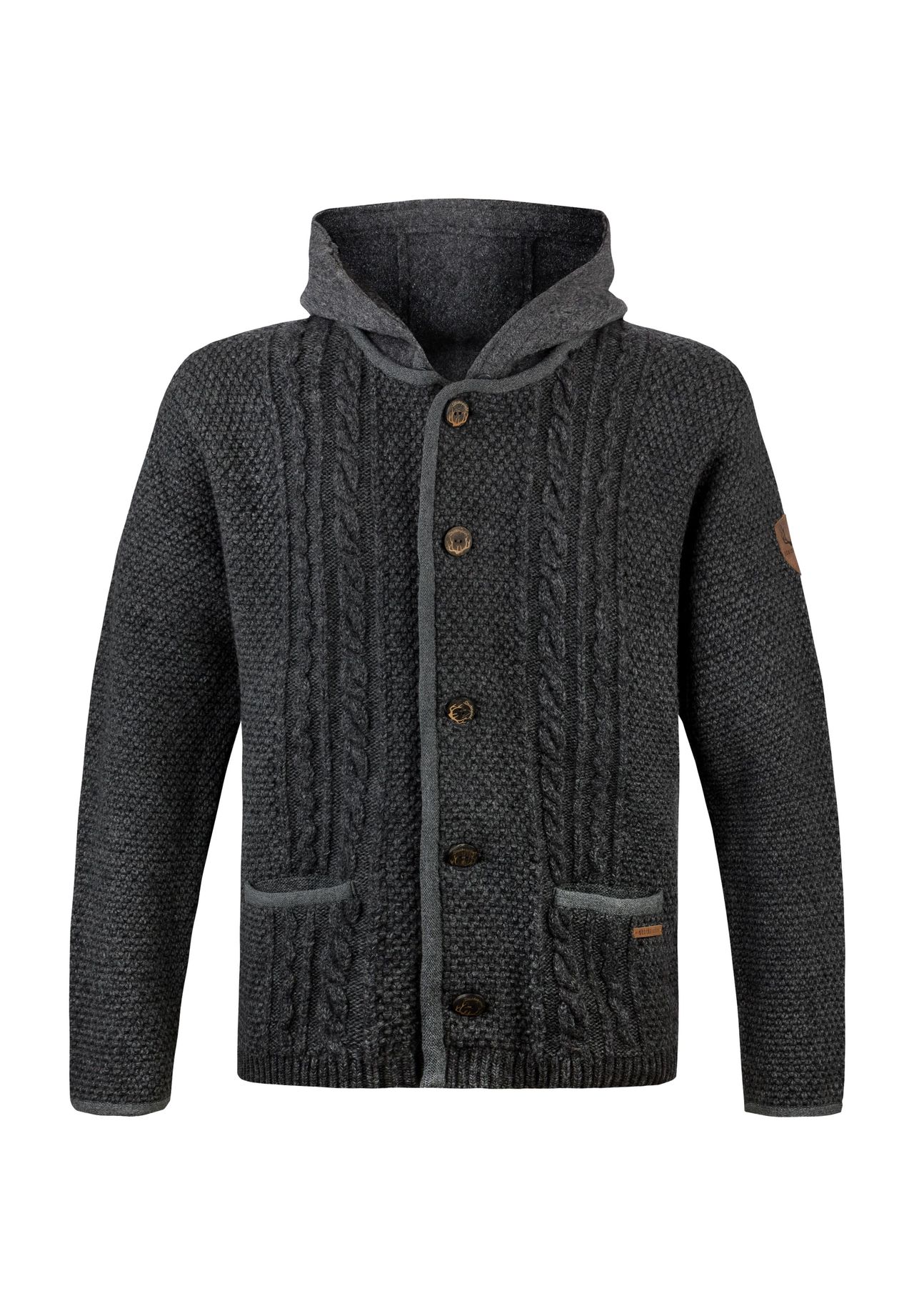 STOCKERPOINT Trachten-Strickjacke, Kapuze, Langarm, für Herren, grau, 46