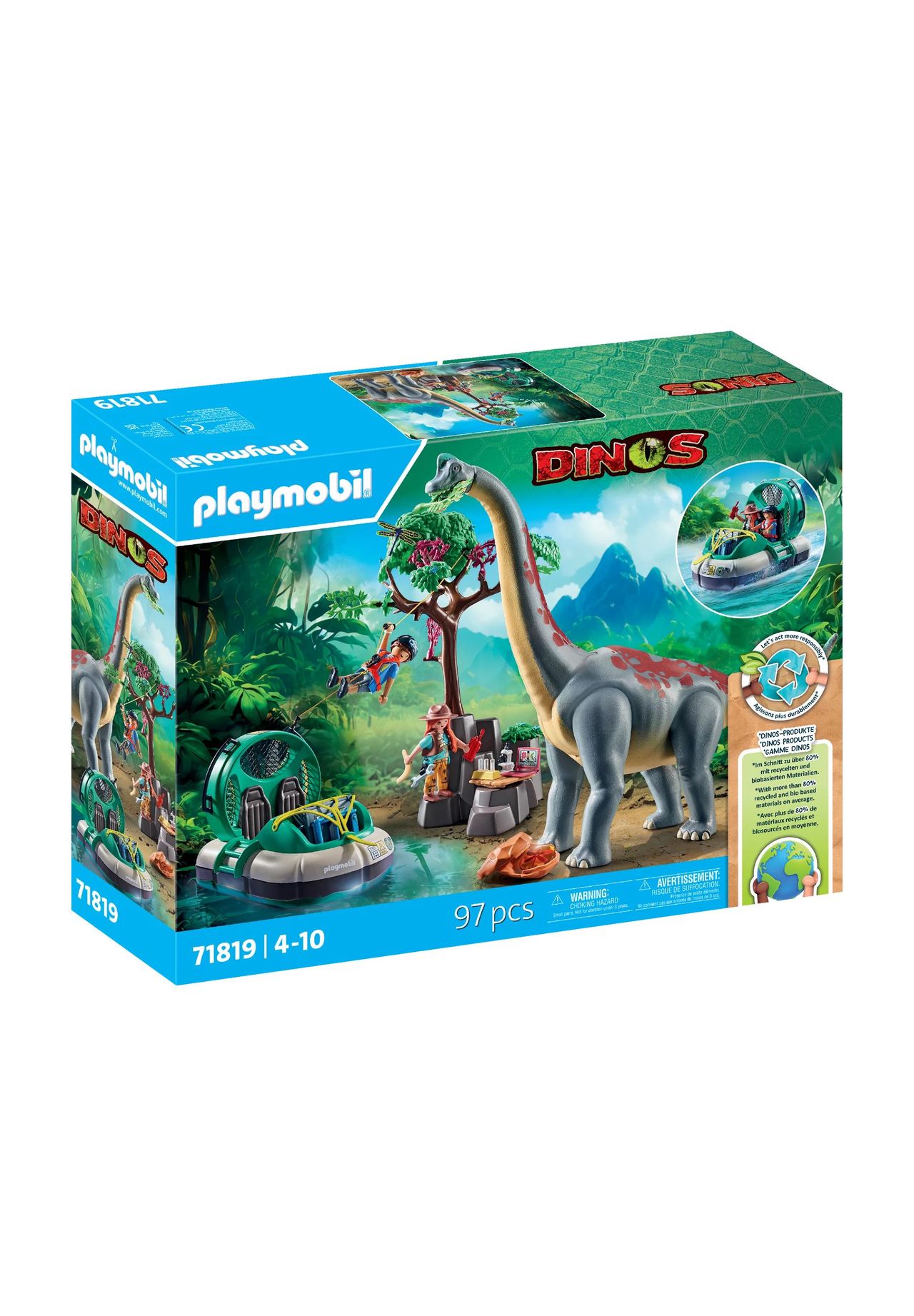 playmobil® Dinos - Brachiosaurus-Begegnung mit Luftkissenboot 71819