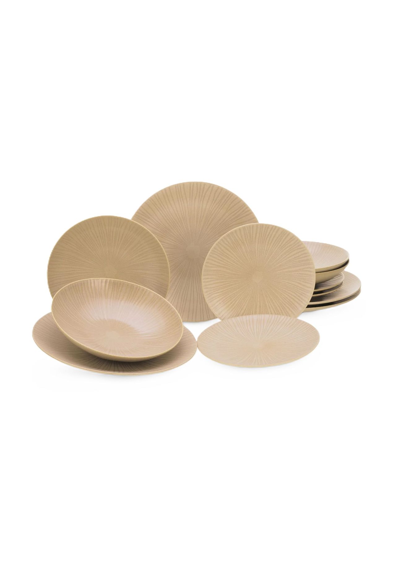 CreaTable Teller-Set 'Vesuvio', 12-teilig, beige