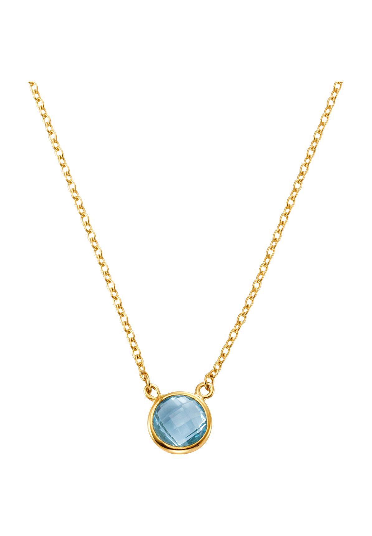 CELESTA® Damen Kette mit Anhänger, 375er Gold Blautopas, GOLD