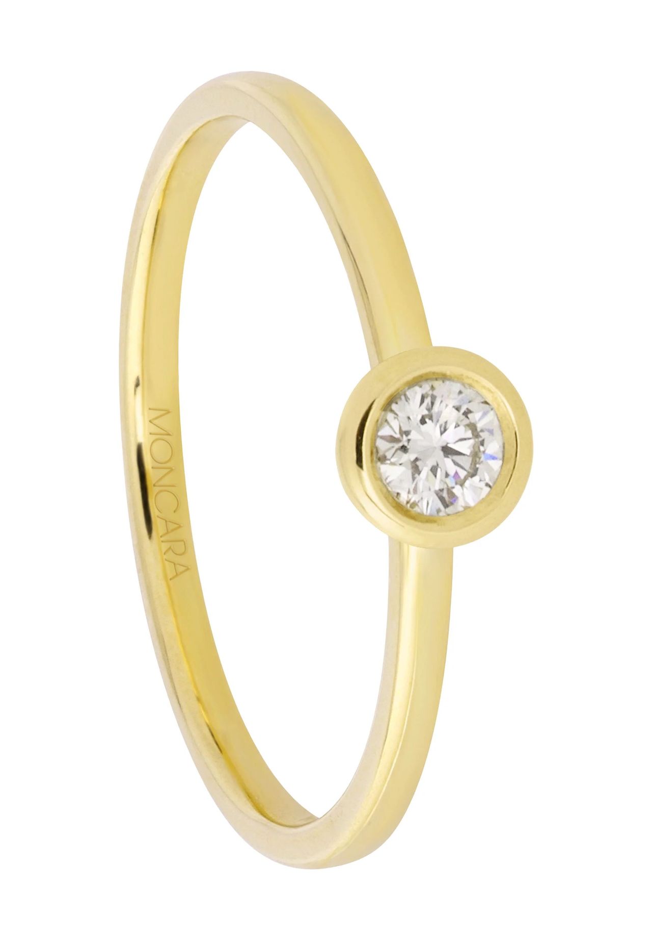 MONCARA Damen Ring, 585er Gold mit 1 Diamant, ca. 0,15 Karat, WEIẞGOLD, 60