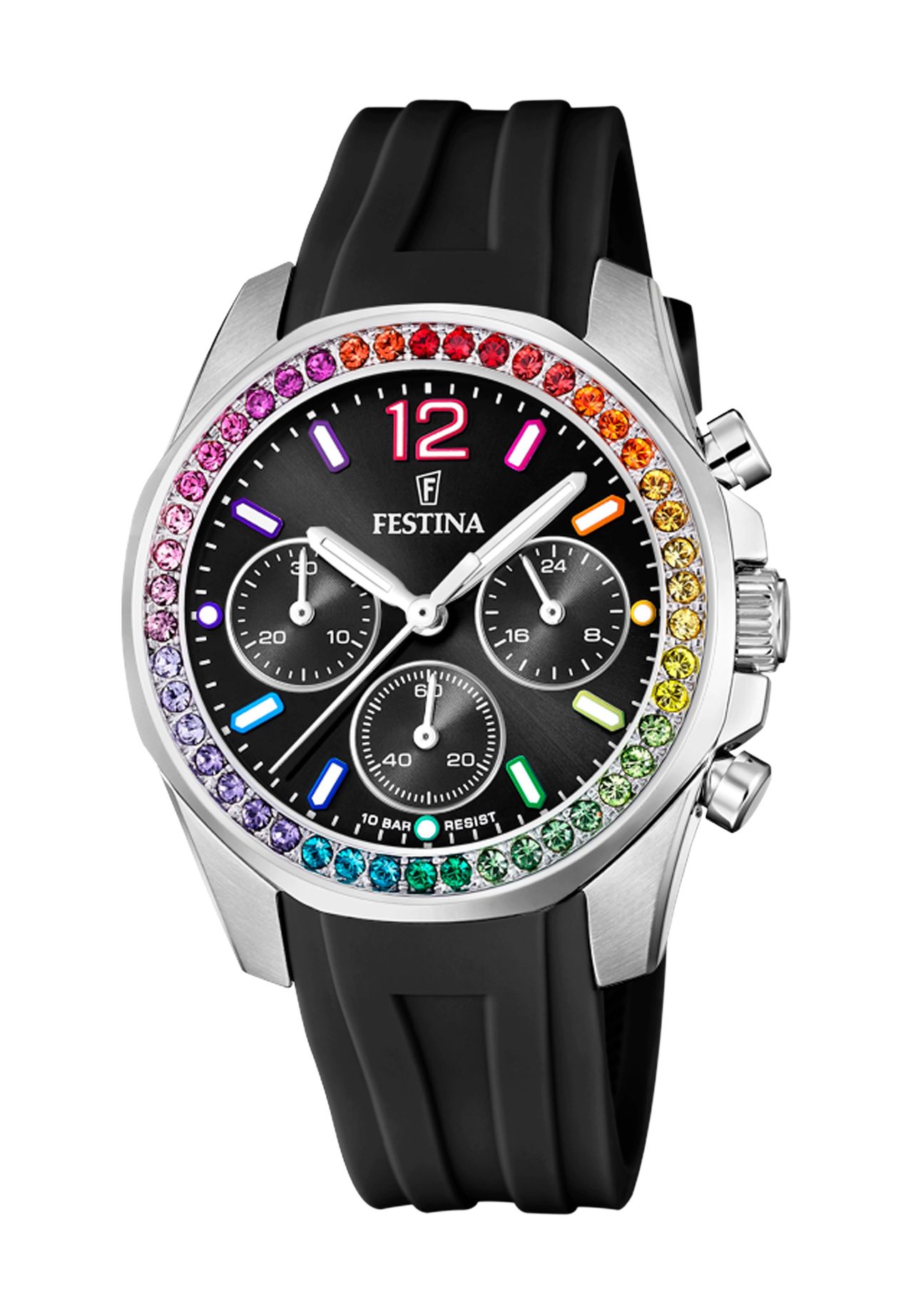 FESTINA Damen Chronograph, SILBER/SCHWARZ