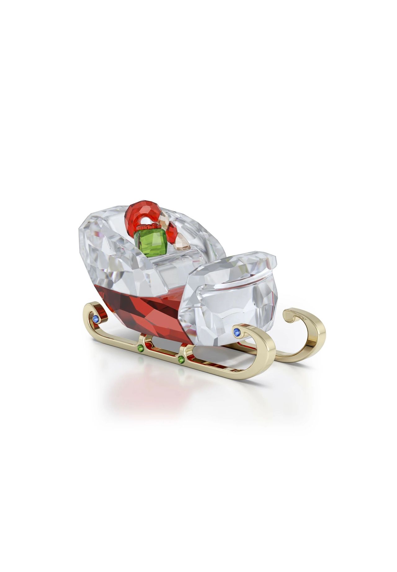 SWAROVSKI Kristallfigur Holiday Cheers Schlitten ' 5701867', silber|rot|grün, 99