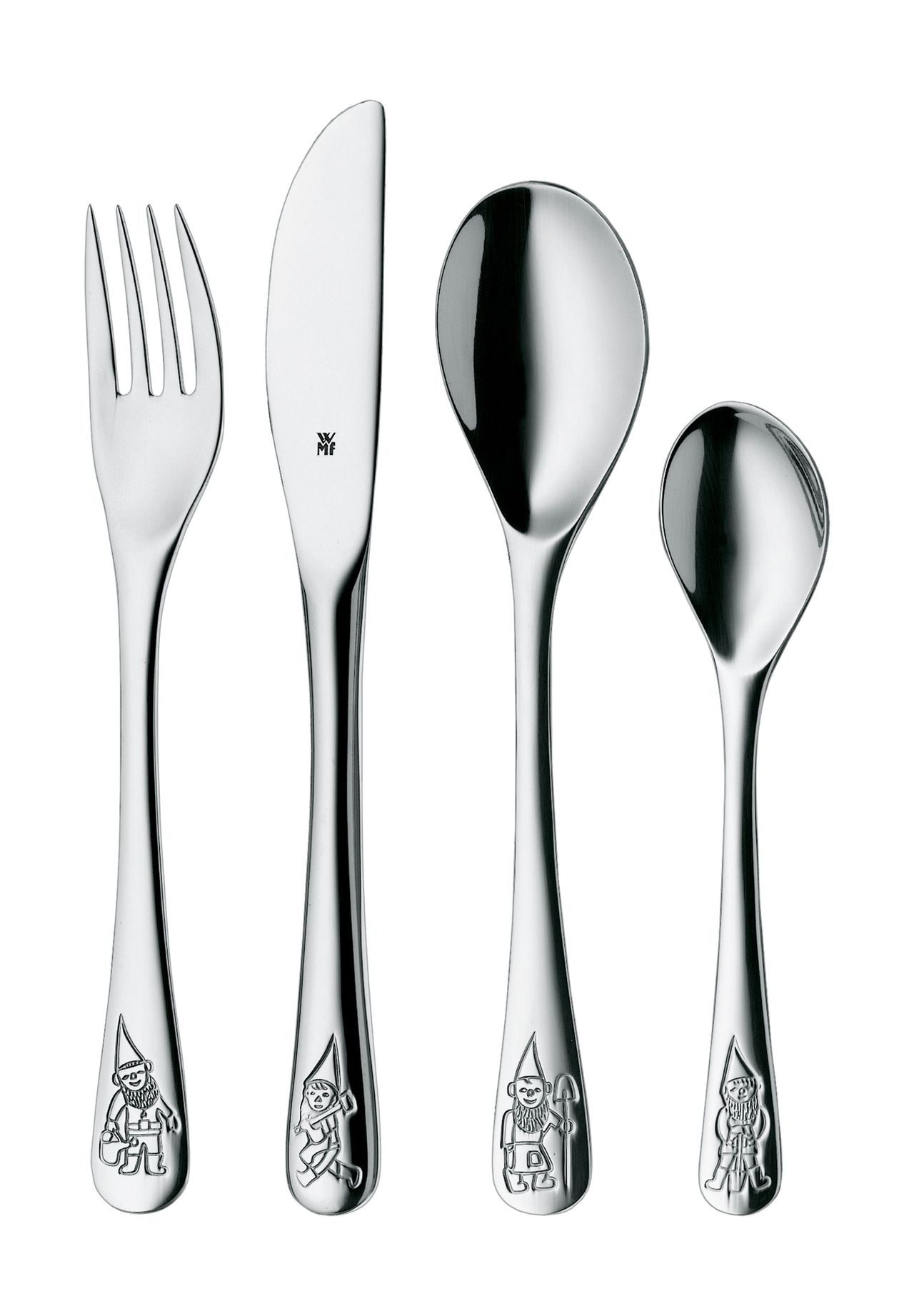 WMF Kinderbesteck-Set 'Zwerge', 4-teilig, silber