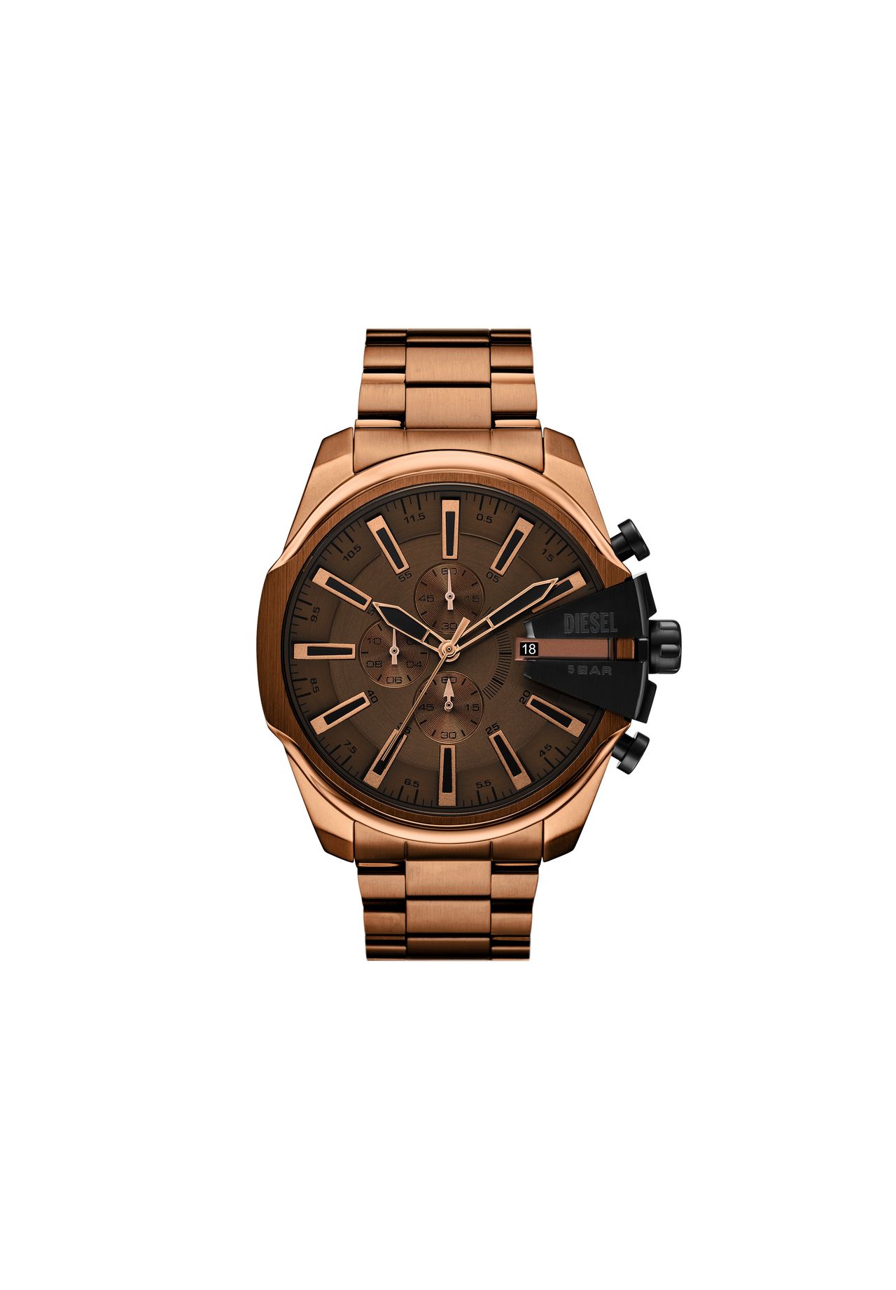 DIESEL® Diesel Herrenuhr Mega Chief Slim Chronograph Edelstahl braun, DZ4697, Braun, 99