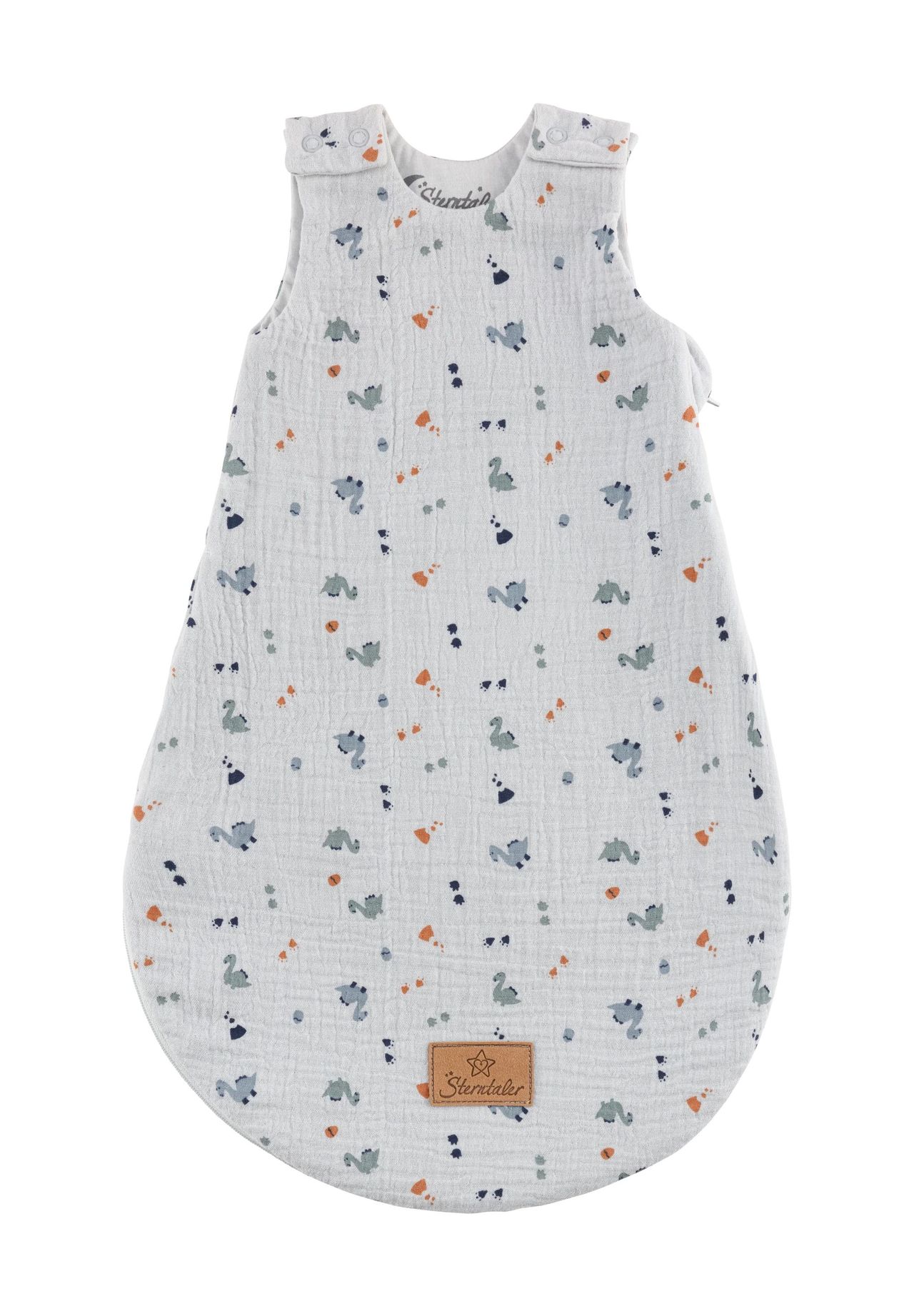 Sterntaler® Schlafsack 'Dino Rexi', Zwei-Wege Reißverschluss, Musselin, für Babys und Kleinkinder, grau, 56