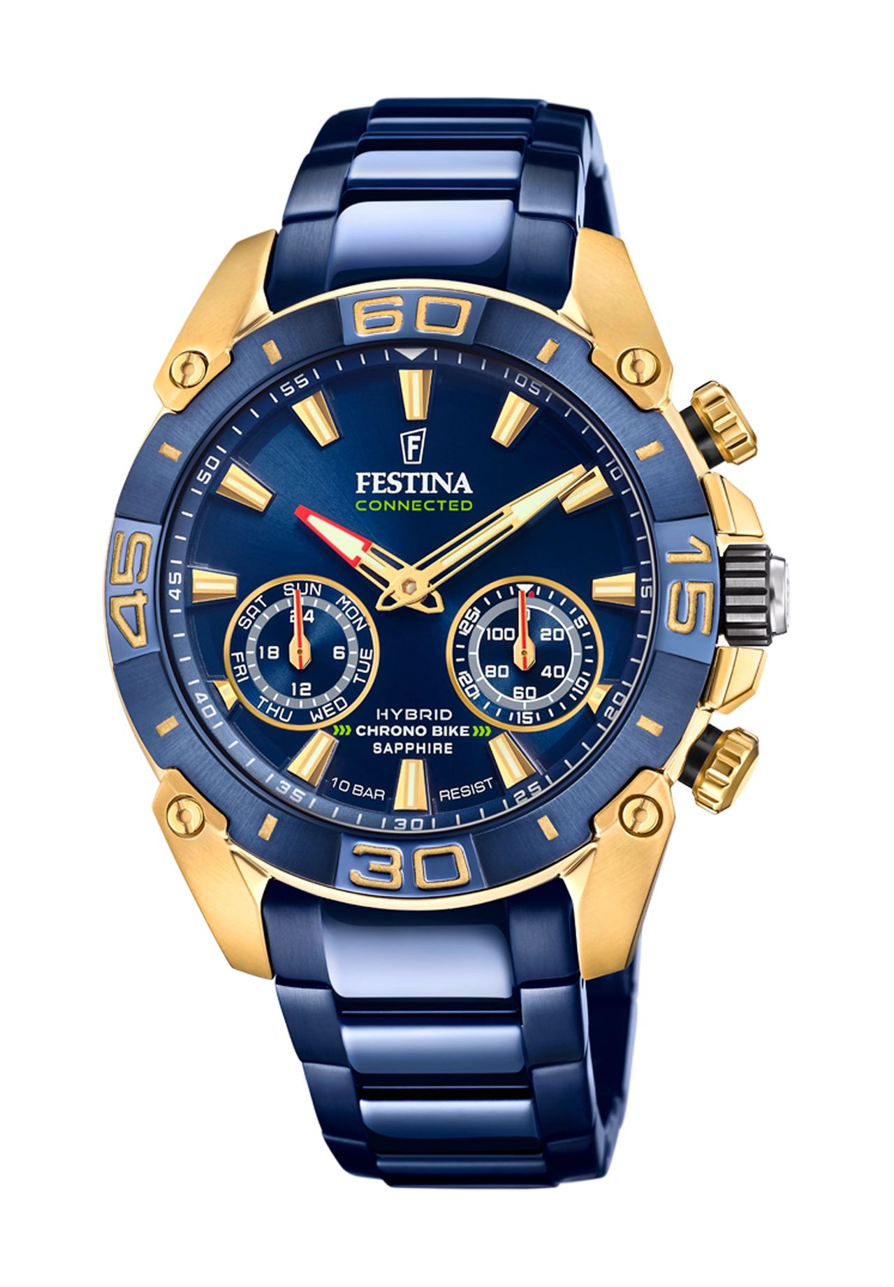 FESTINA Herren Hybrid-Smartwatch 'F20547/1', GOLD/BLAU, 99