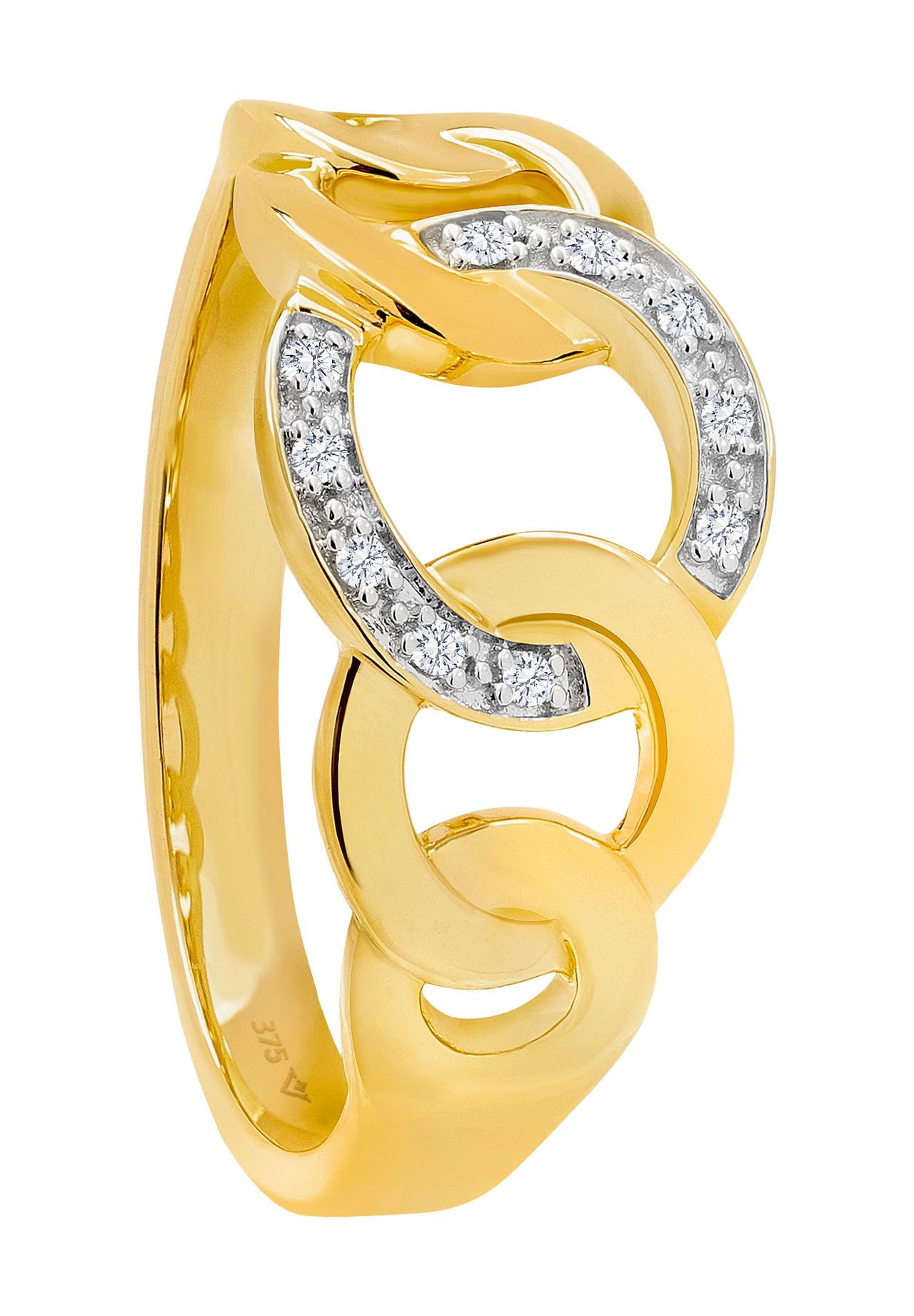VANDENBERG Damen Ring, 375er Gold mit 10 Diamanten, zus. ca. 0,04 Karat, WEIẞGOLD, 60