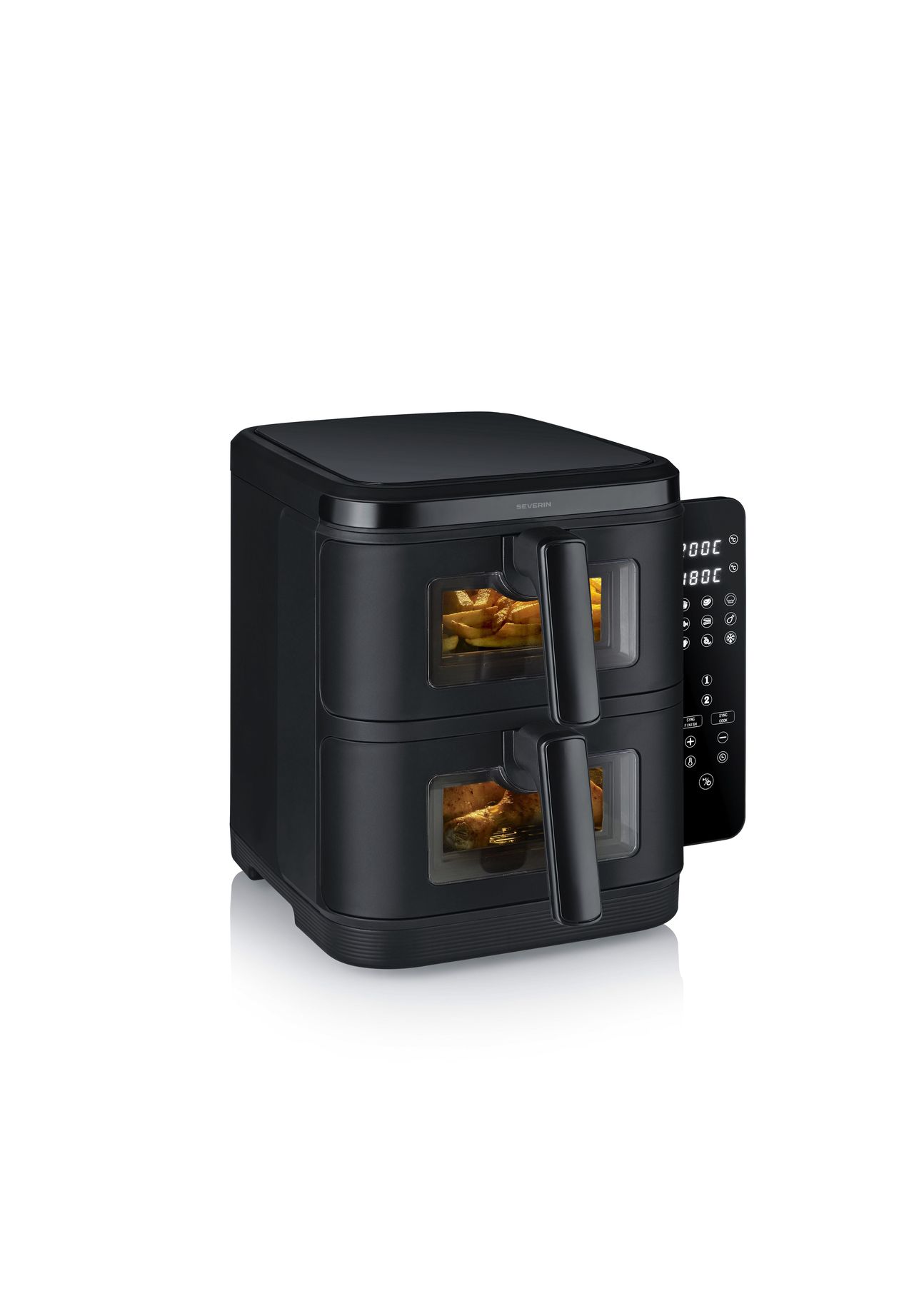 SEVERIN Doppel-Heißluftfritteuse S-FRY DUO STACK FR 2468, schwarz, 99