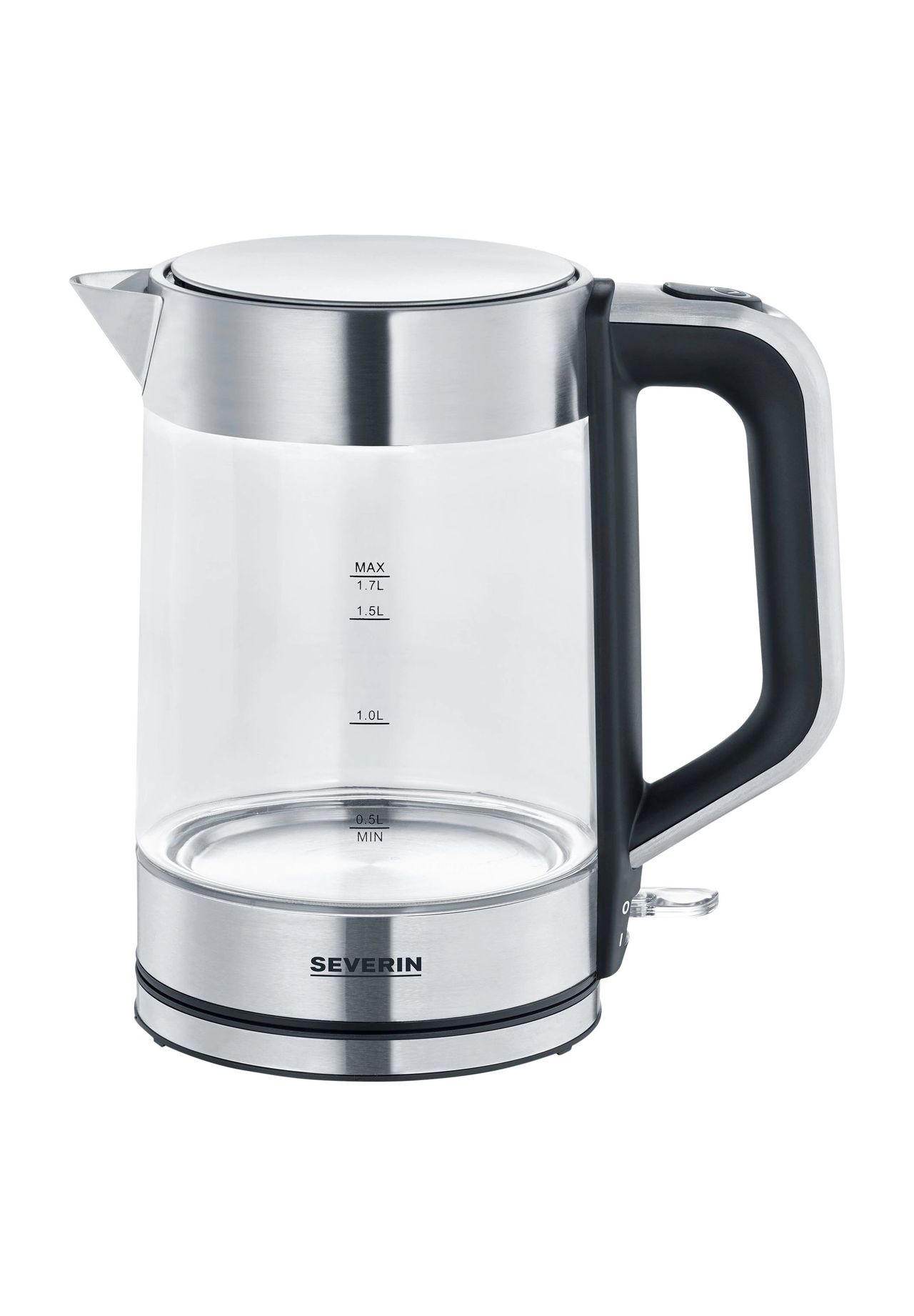 SEVERIN Wasserkocher WK 3420, 2200 Watt, 1,7 Liter, silber|schwarz