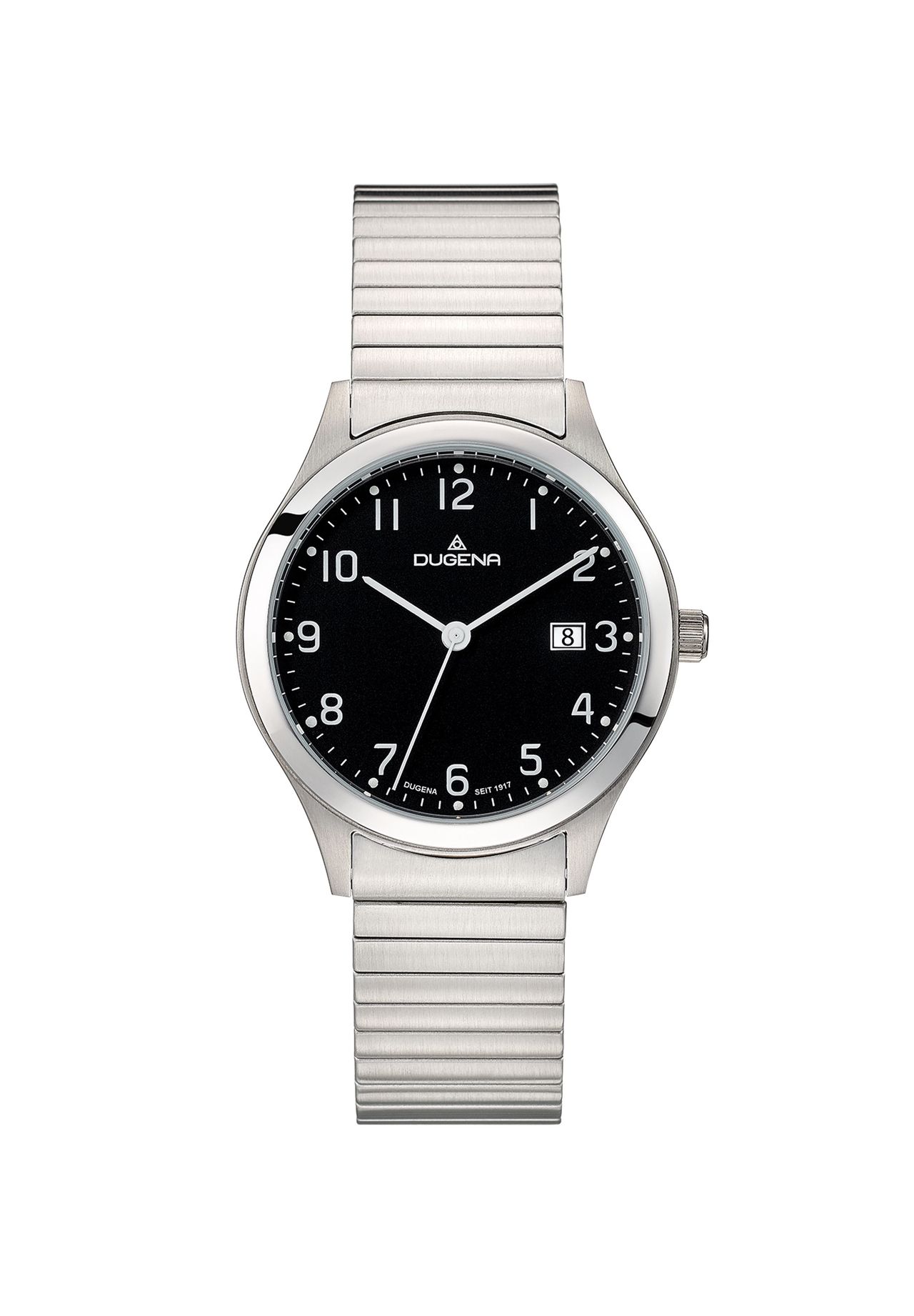 DUGENA Armbanduhr für Herren, silber/schwarz