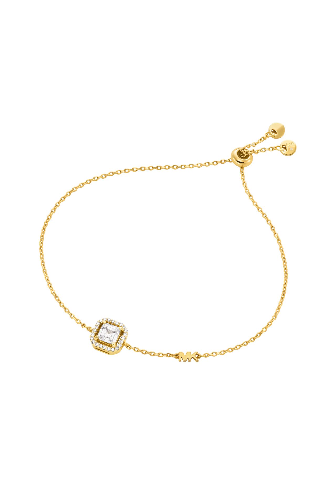 Michael Kors Damenarmband aus 14 Karat vergoldetem Sterlingsilber mit Asscher-Schliff, MKC1844710, Gold, 22