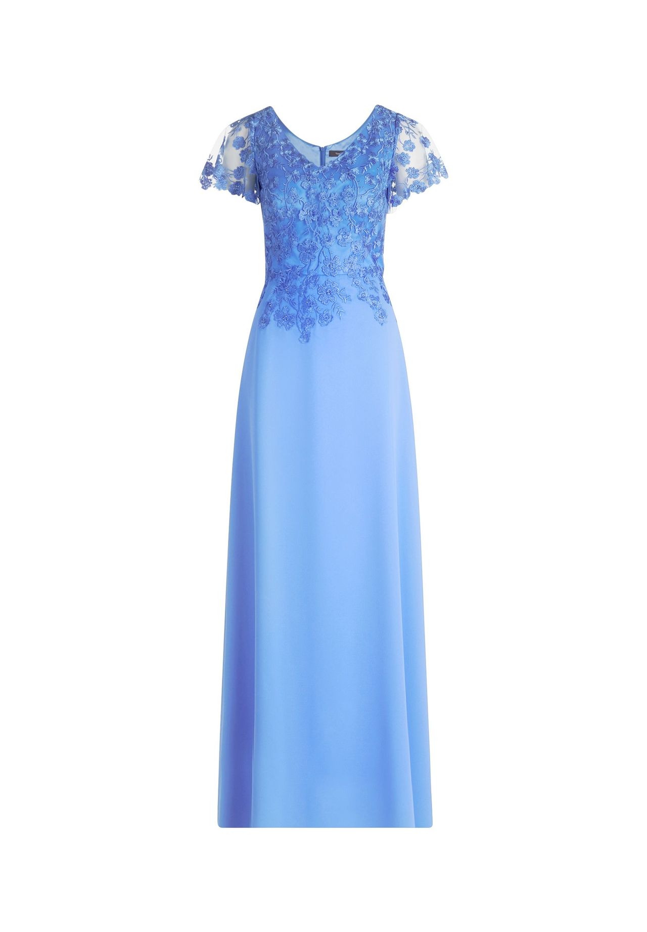 Vera Mont Abendkleid mit Stickerei, blau, 38