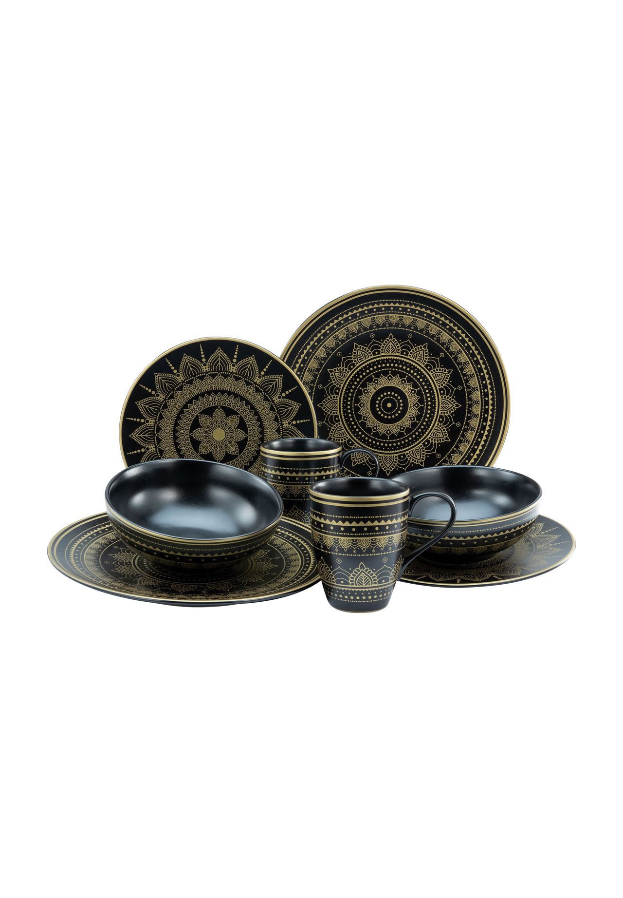CreaTable Kombiservice 'Mandala', 8-teilig, schwarz|gold