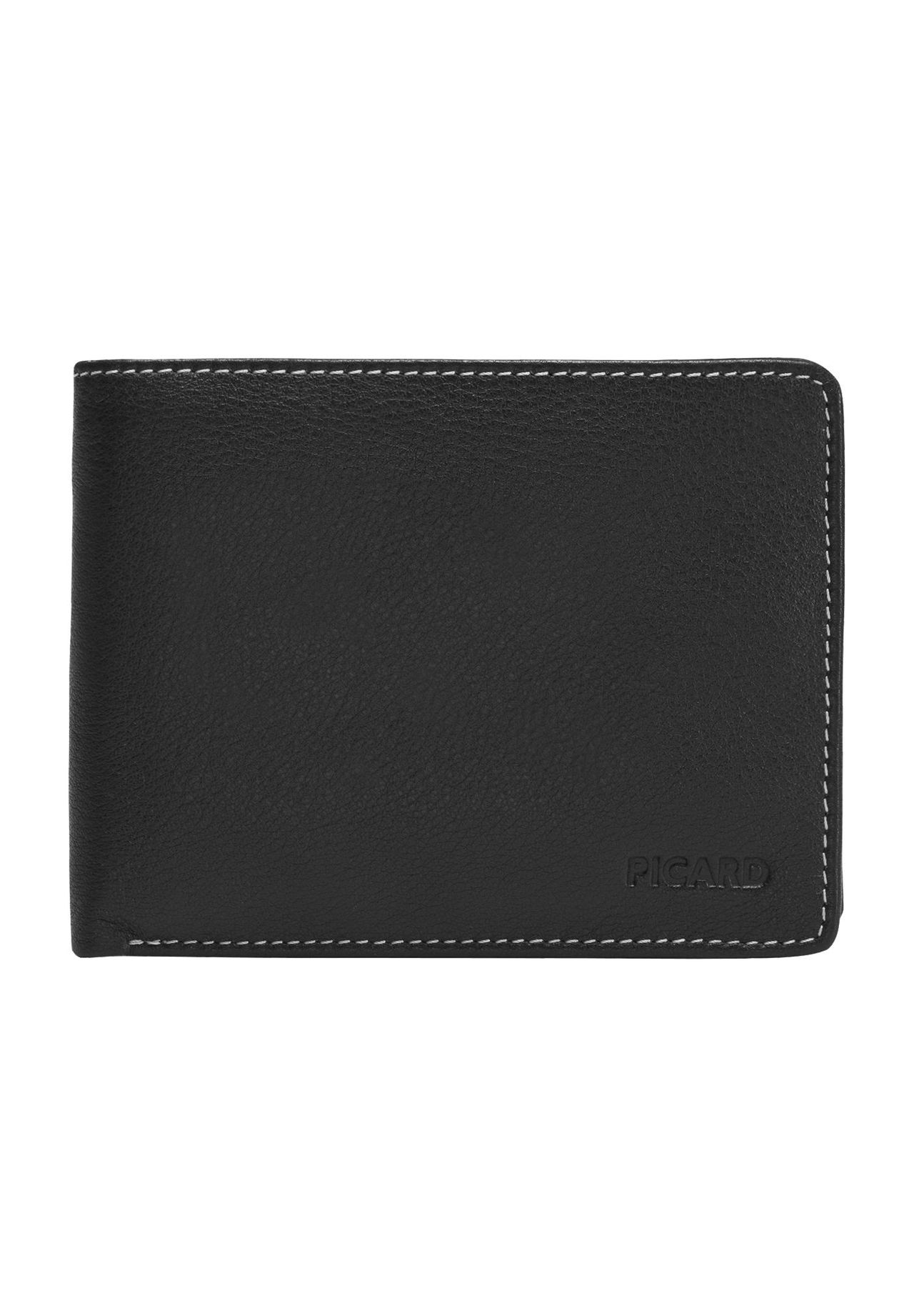 PICARD Geldbörse, Leder, Netzfach, uni, für Herren, schwarz