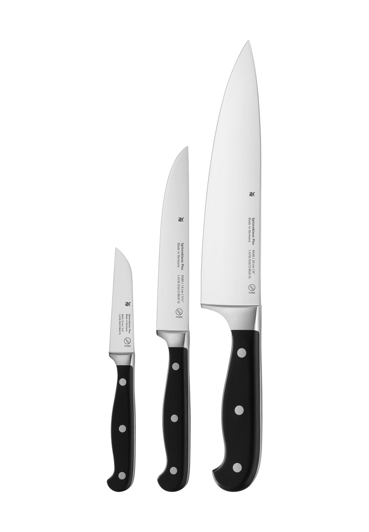 WMF Messer-Set 'Spitzenklasse Plus', 3-teilig, schwarz|silber