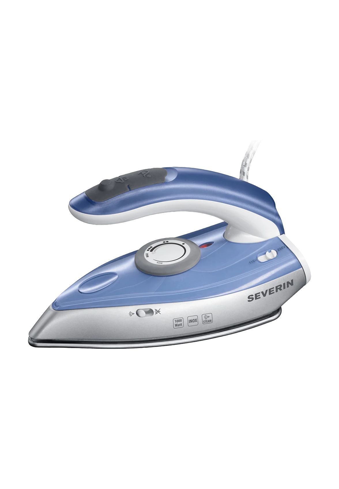 SEVERIN Reise-Dampfbügeleisen 'BA3234', 1000 Watt, blau|silber