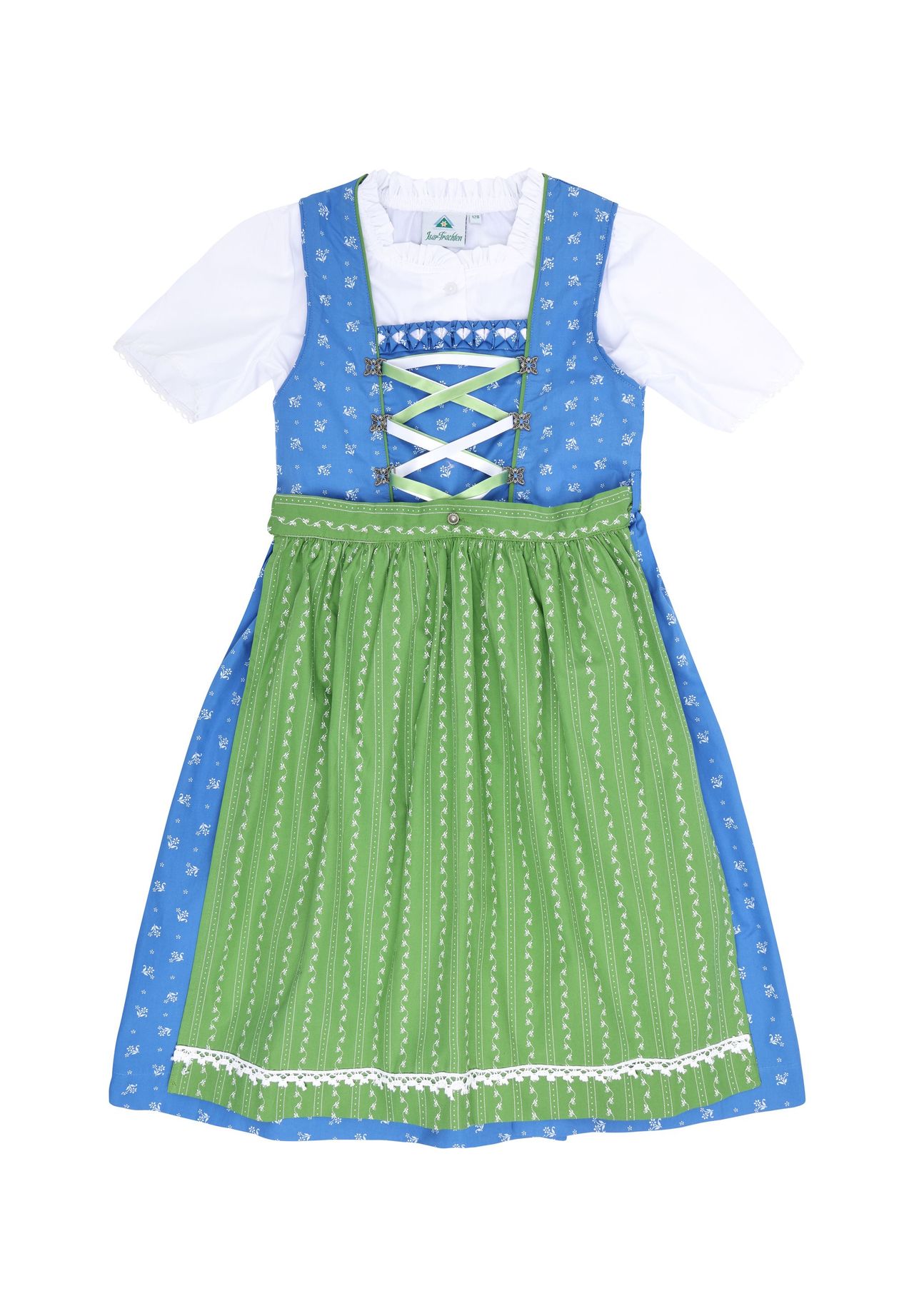 Isar Trachten Dirndl, Baumwolle, für Kinder, blau, 128