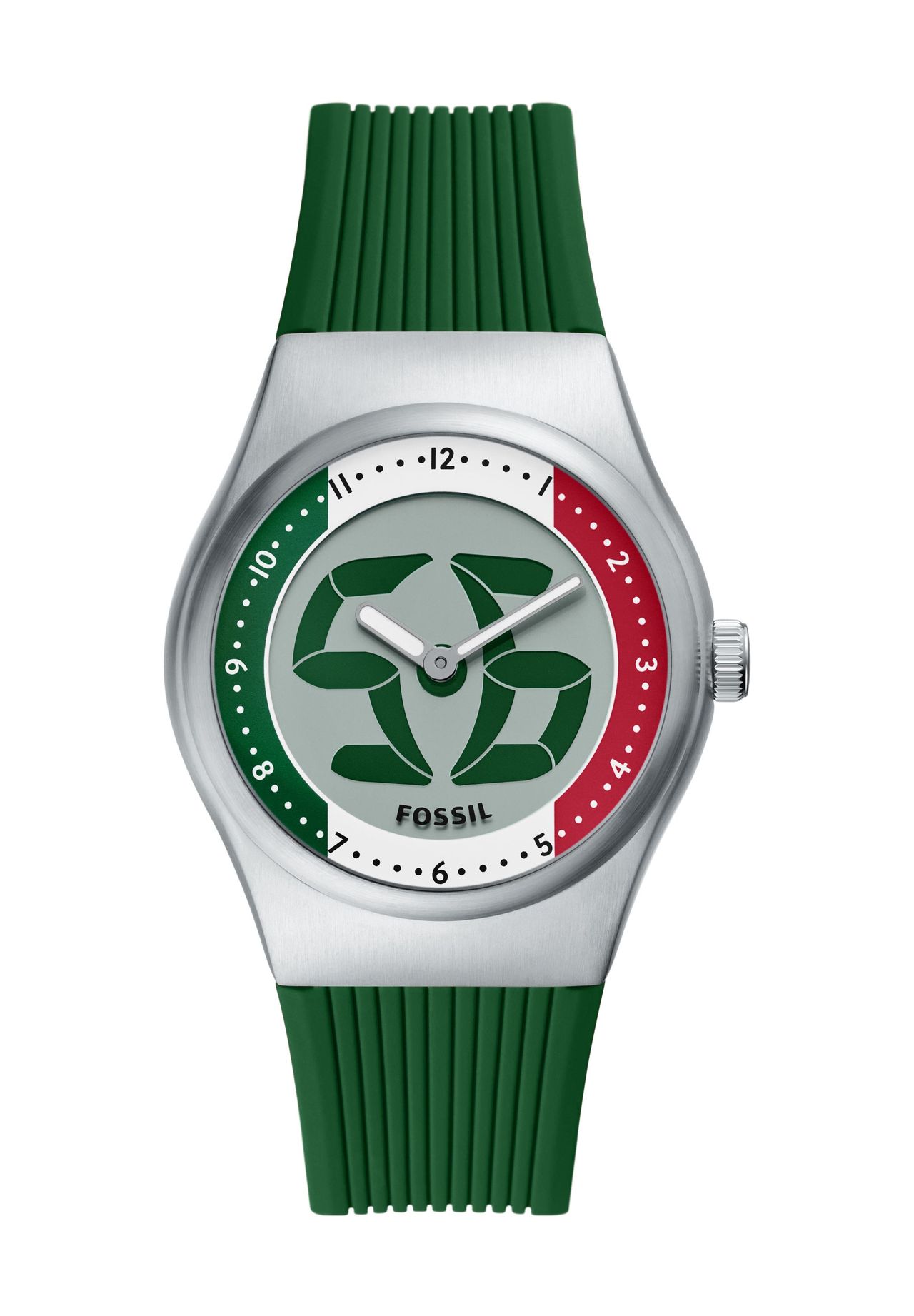FOSSIL Herrenuhr World Flags Big Tic Mexico And Italy 'LE1236', SILBER, 99