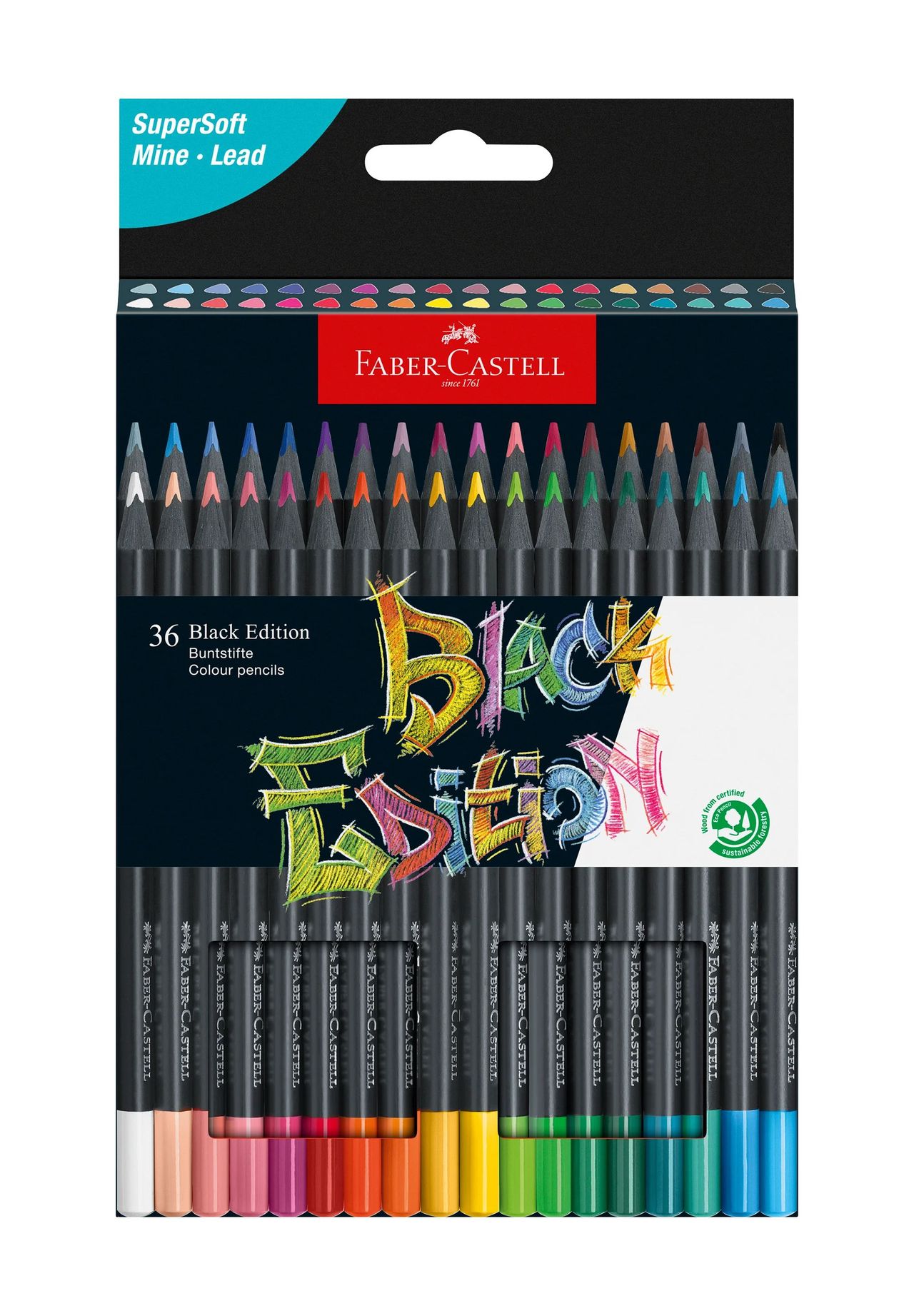 Faber-Castell Buntstifte 'Black Edition', 36er Kartonetui, mehrfarbig