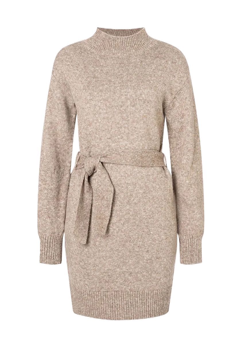 MORE & Strickkleid, Stehkragen, Bindegürtel, für Damen, beige, 36