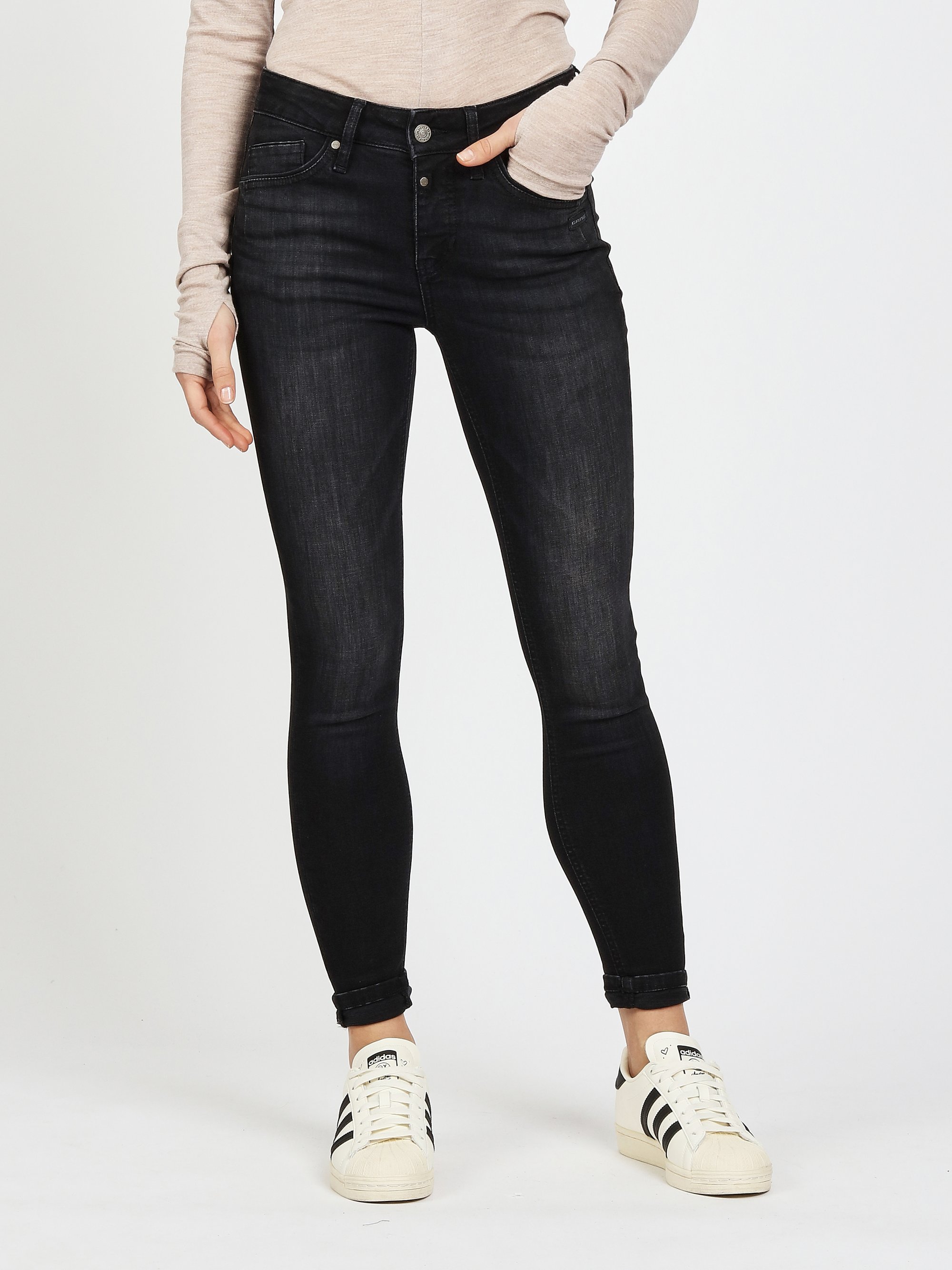 GANG Damen Jeans 94LAYLA - superskinny fit Jeans used edgy black