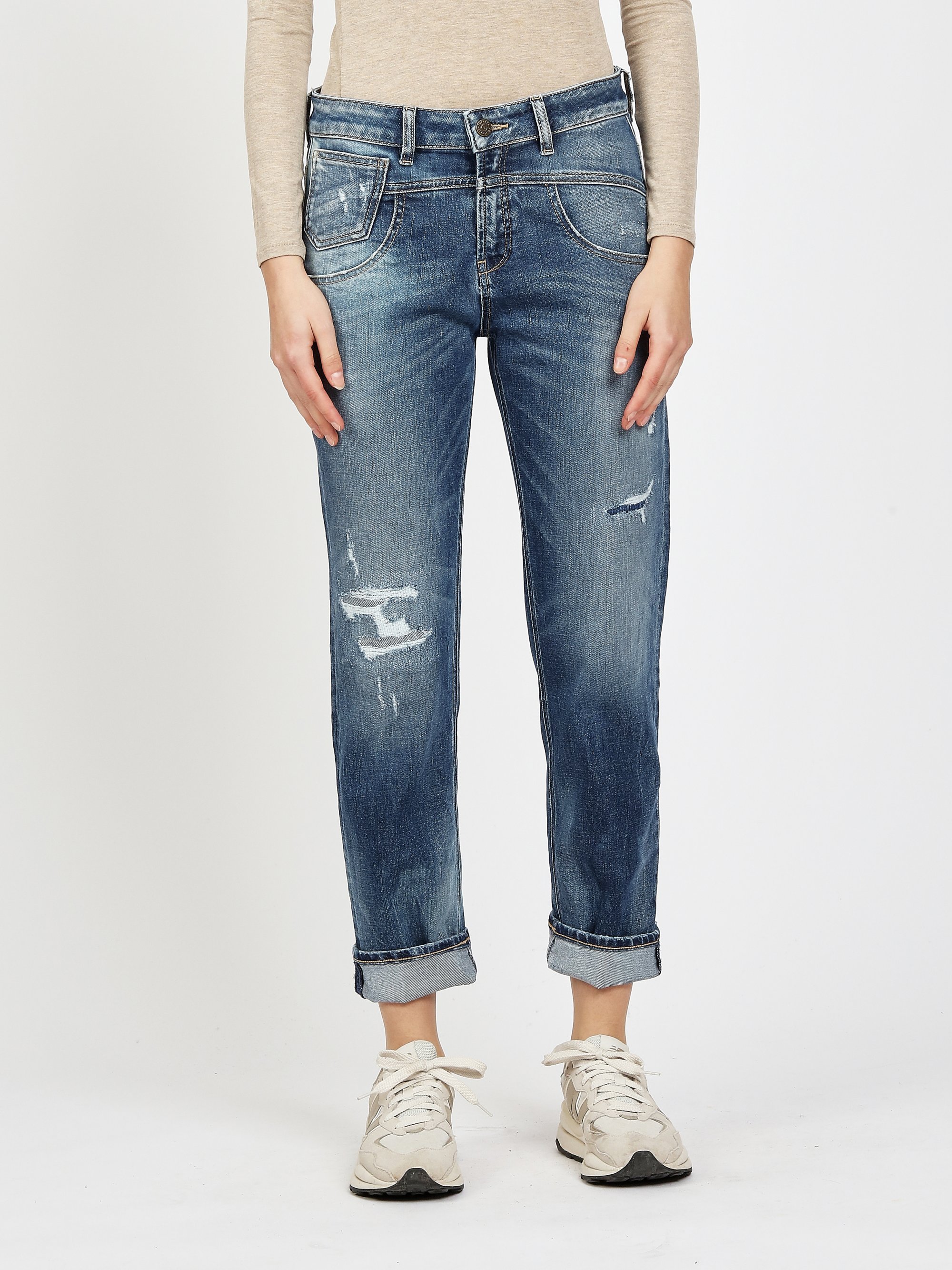 GANG Damen Jeans 94BO CROPPED - loose fit Jeans vint denim