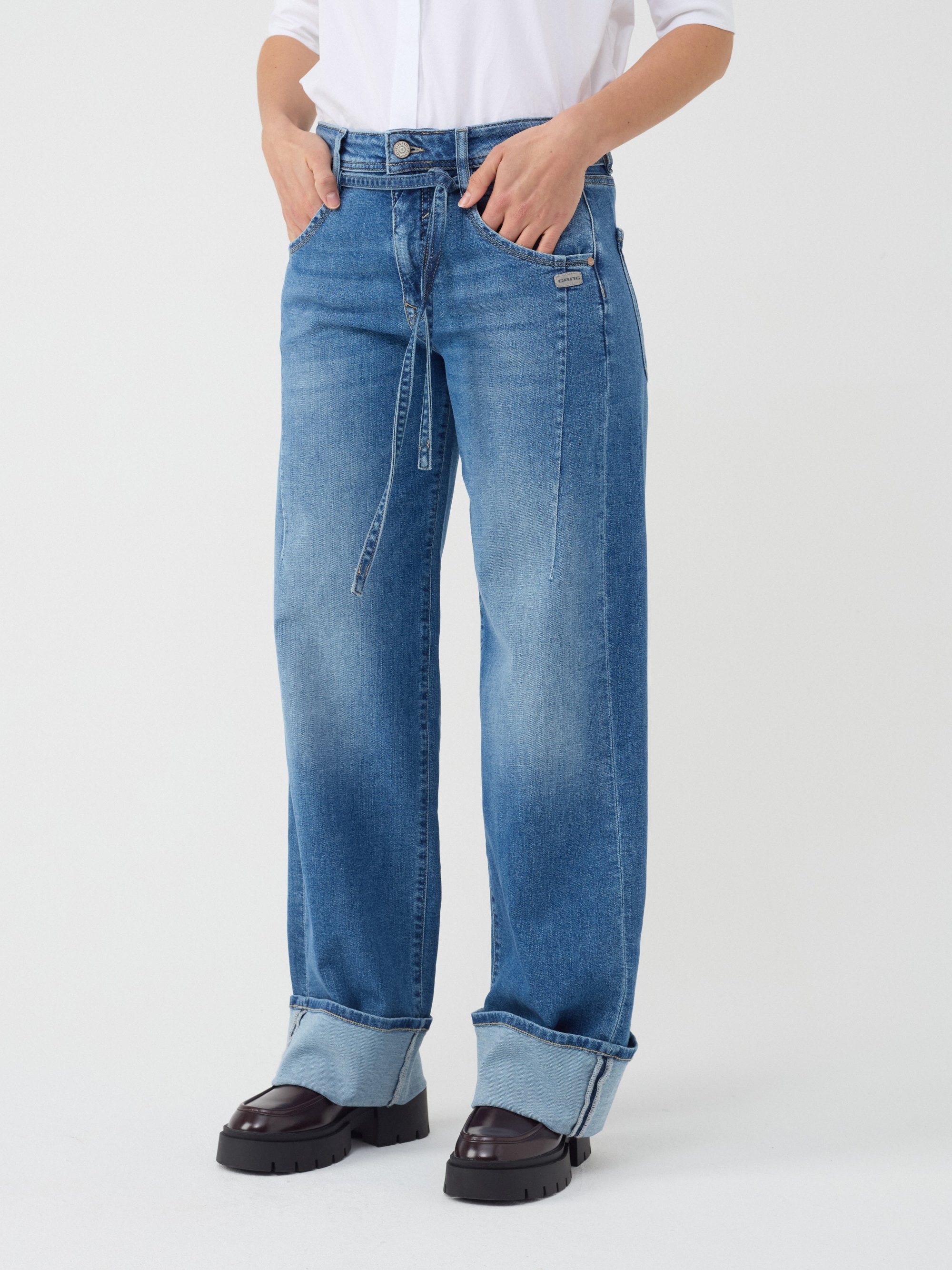 GANG Damen Jeans 94CLAIRE - baggy fit Jeans worn jeans blue