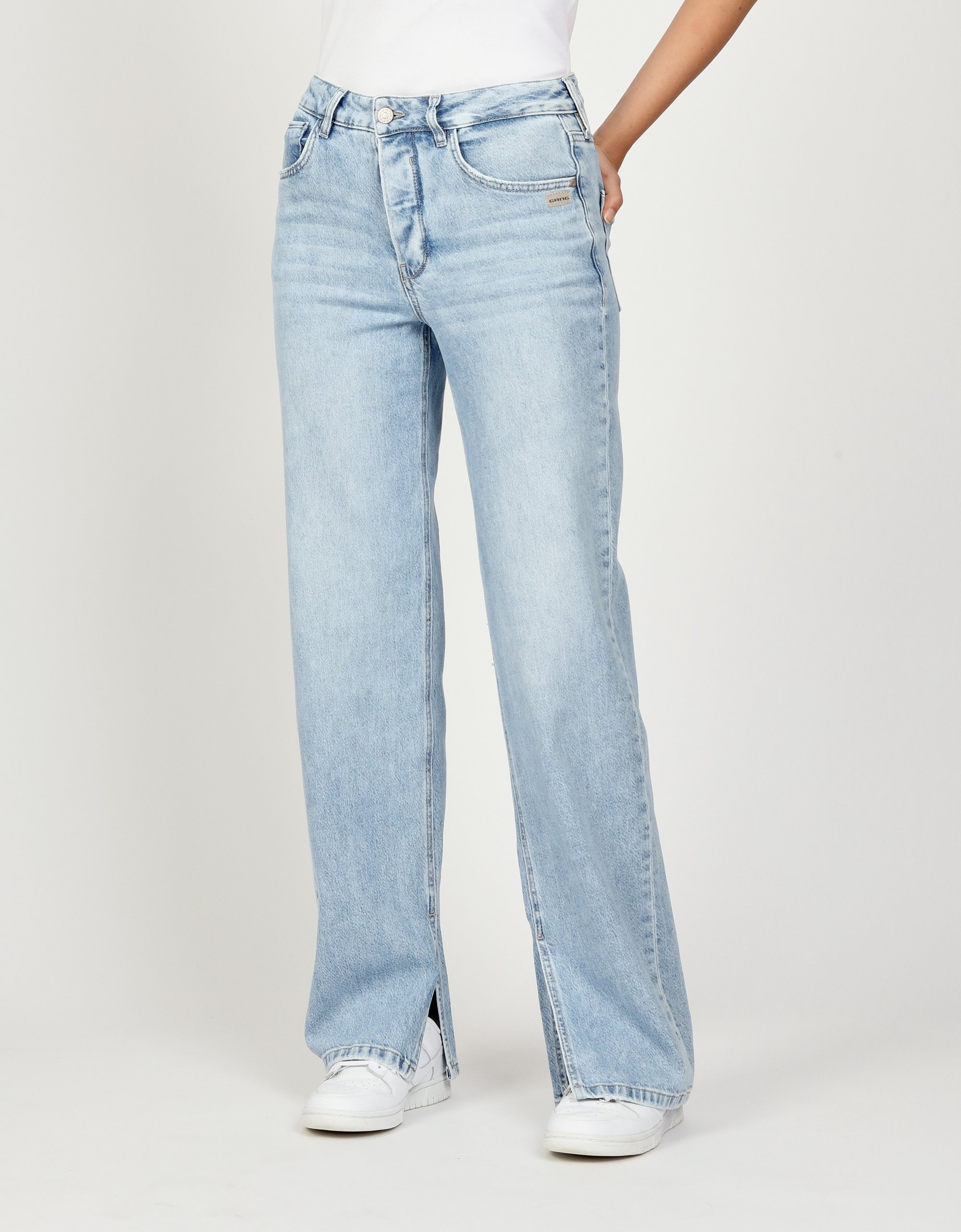 GANG Damen Jeans 94JUL SLIT - comfort straight fit Jeans light vintage