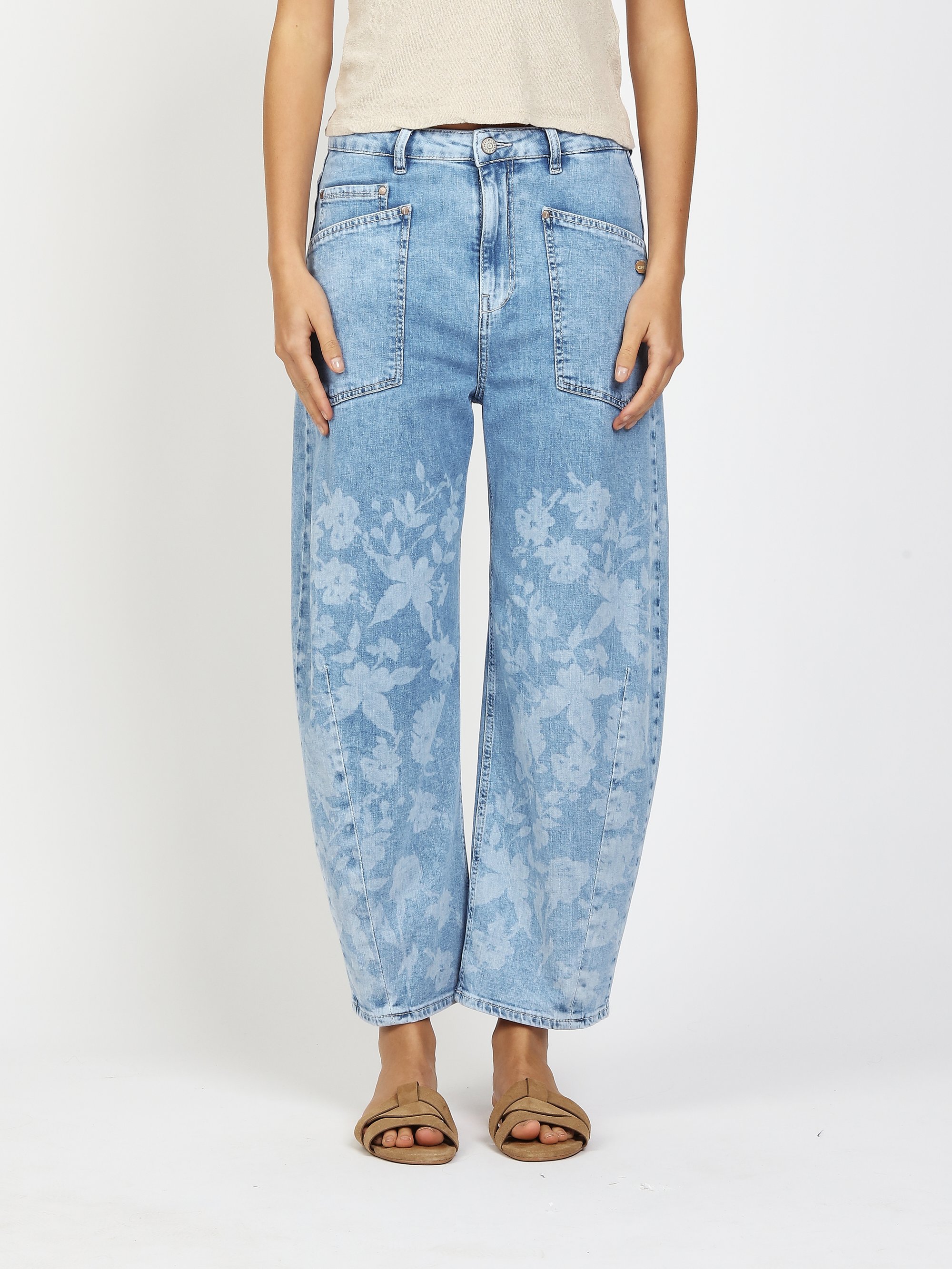 GANG Damen Jeans 94ODINA - o-shape fit Jeans floral summer wash