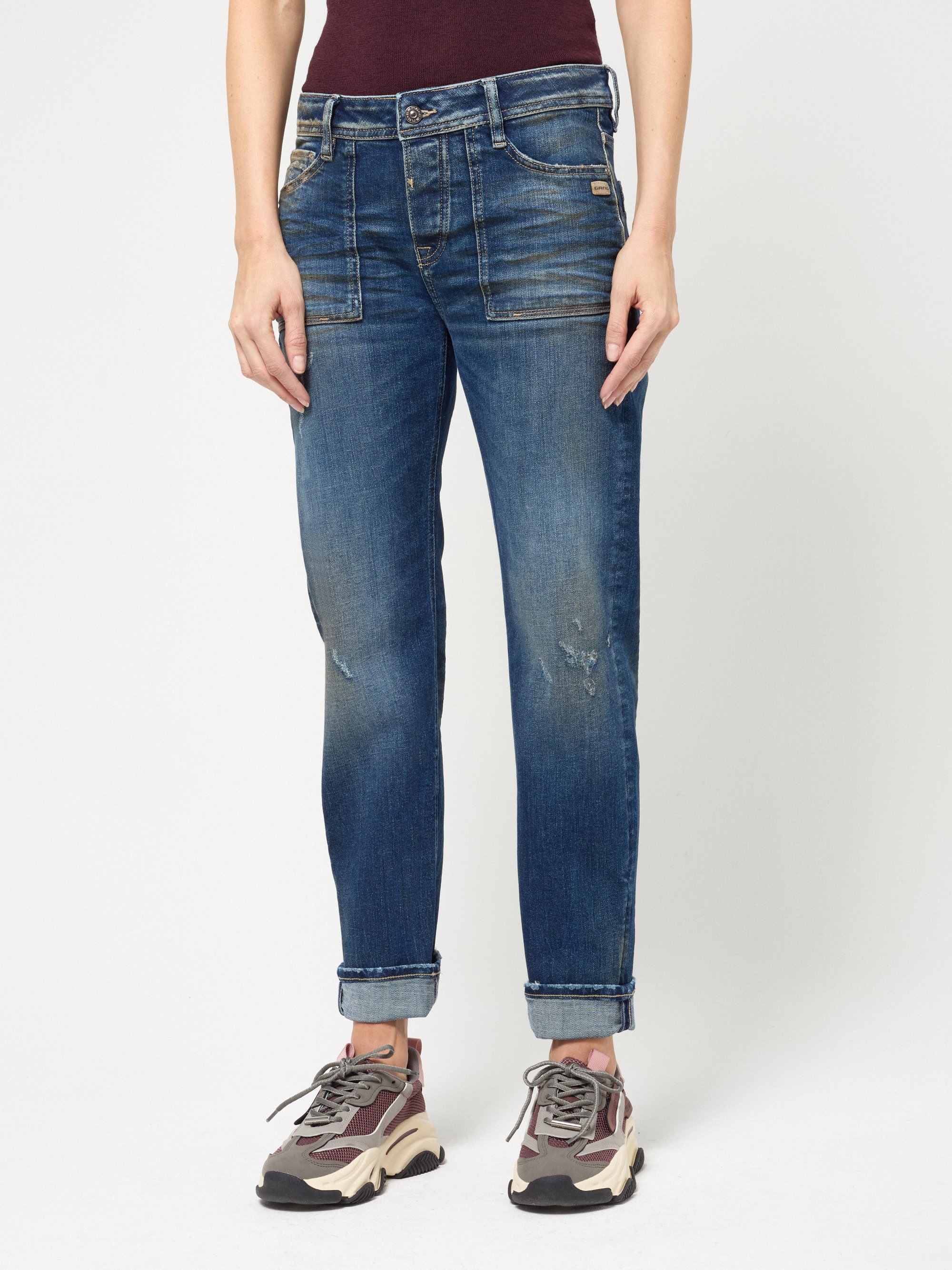 GANG Damen Jeans 94NICA WORKER - boyfriend fit Jeans dusty midblue