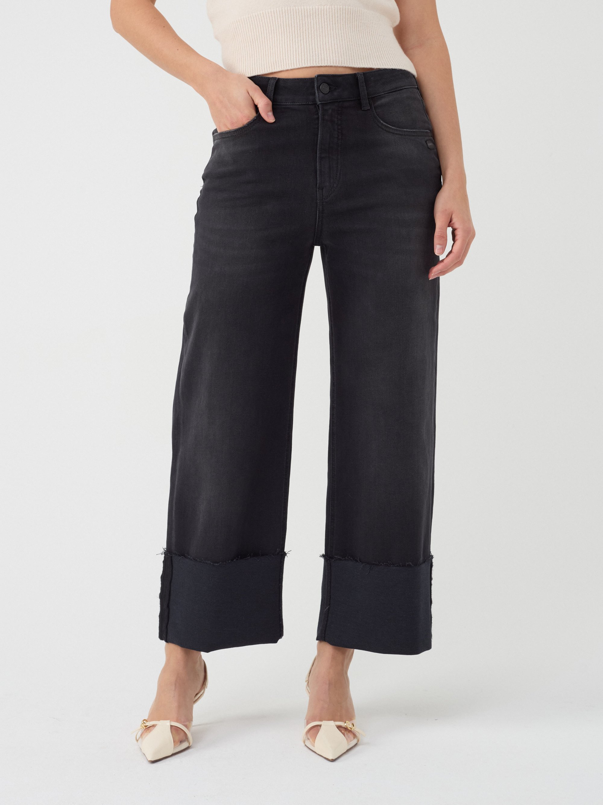 GANG Damen Jeans 94JETTE CULOTTE - wide fit Jeans worn black