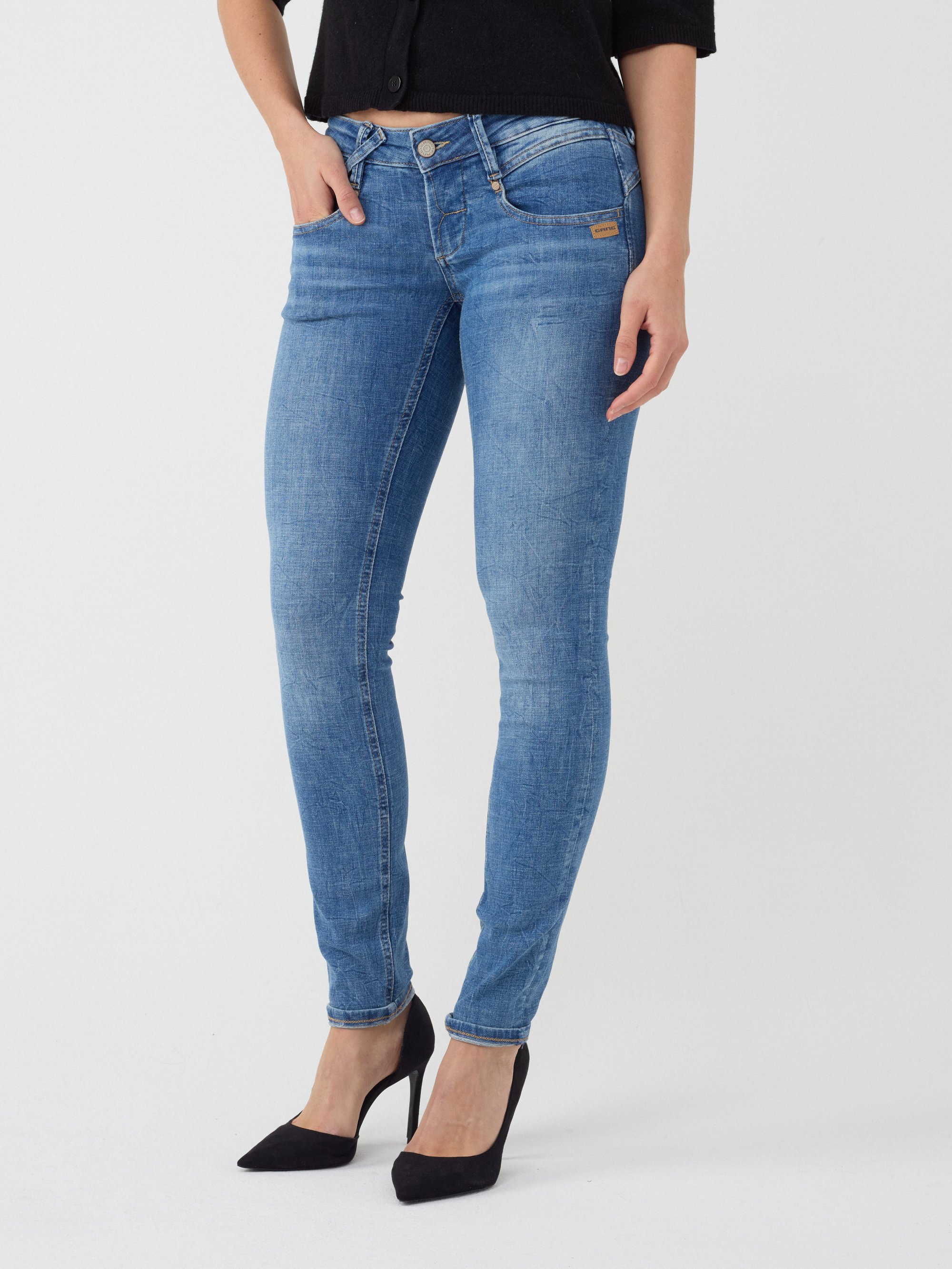 GANG Damen Jeans 94NENA - skinny fit Jeans waves washed blue