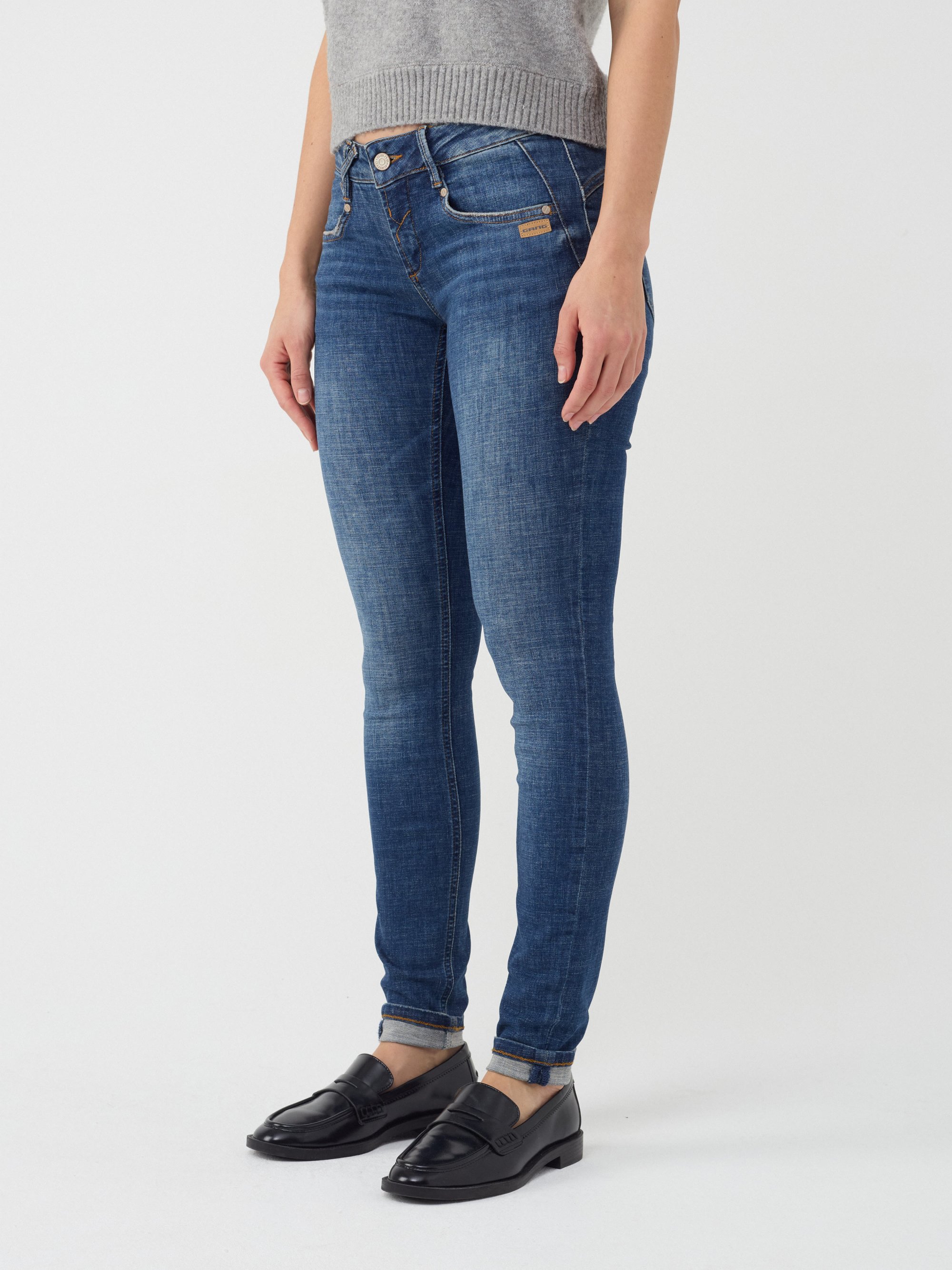 GANG Damen Jeans 94NELE - skinny fit Jeans basic cross hatch