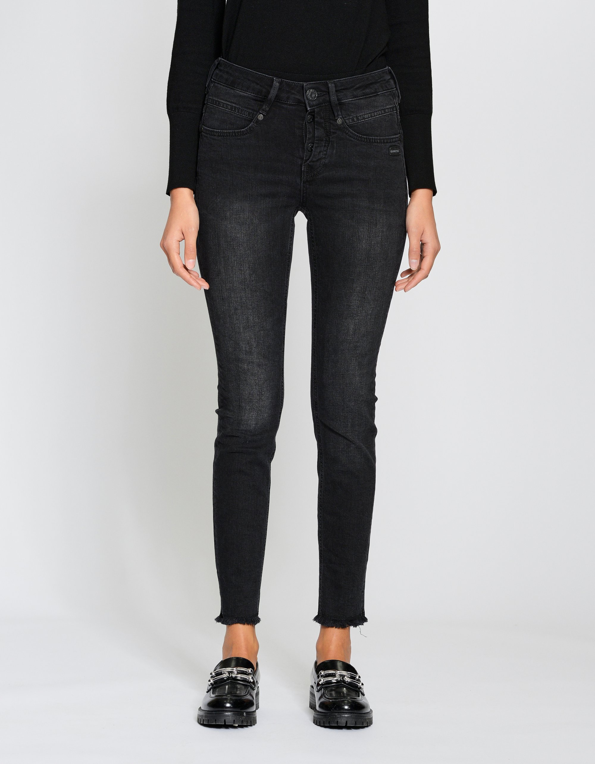 GANG Damen Jeans 94MEDINA CROPPED - skinny fit Jeans dark stone