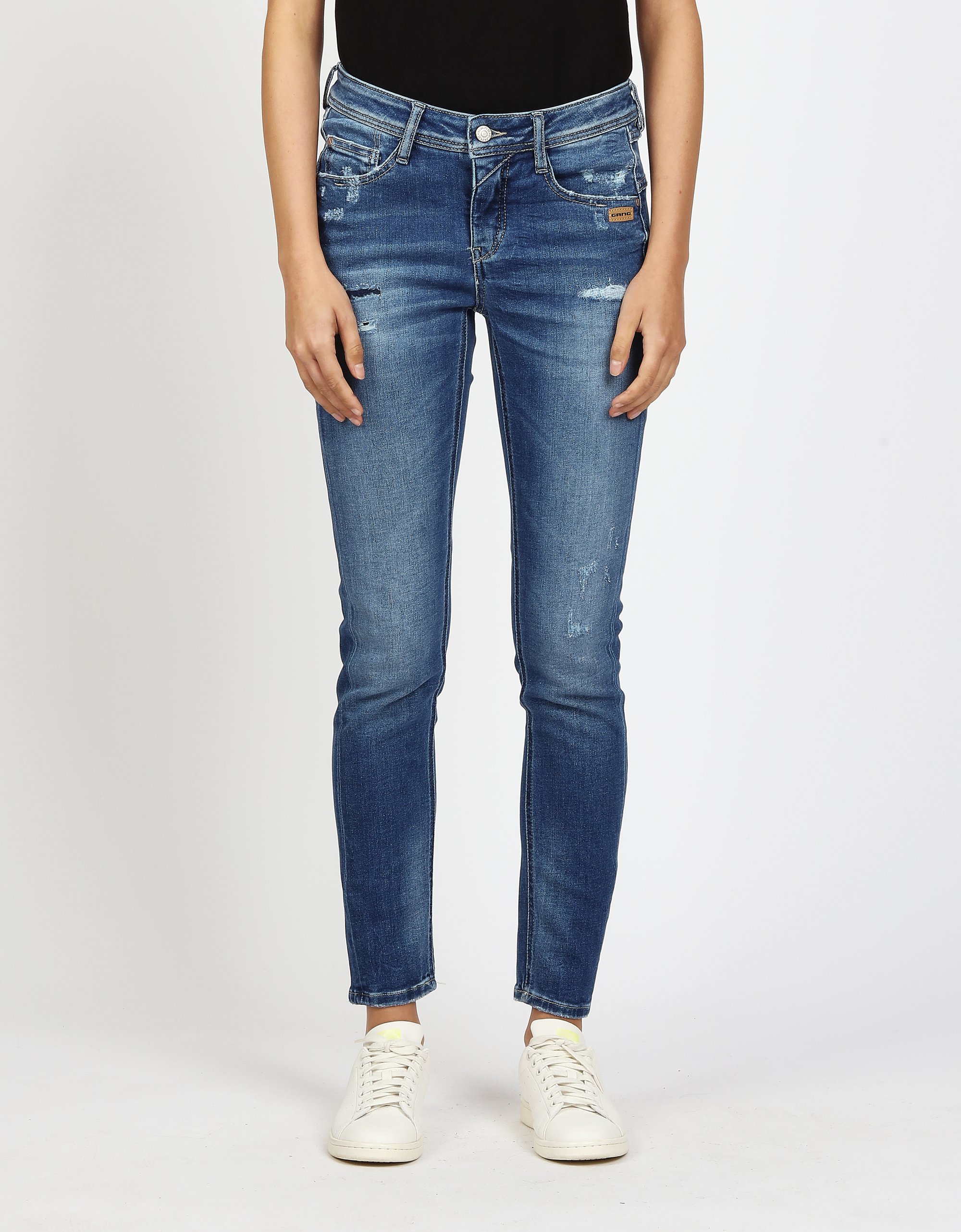 GANG Damen Jeans 94AMELIE - relaxed fit Jeans blue sea destroy