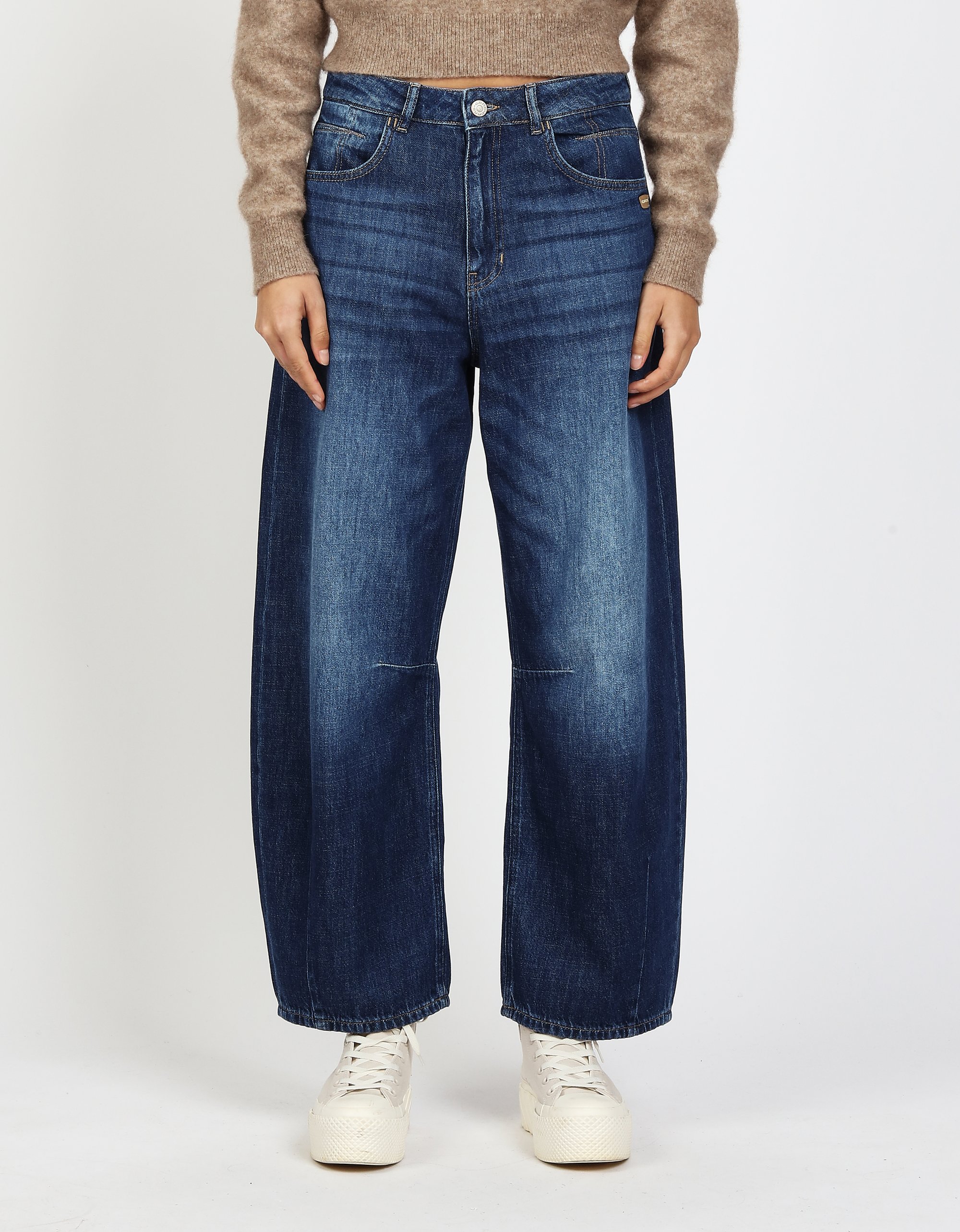 GANG Damen Jeans 94SARINA - baggy fit Jeans midblue waterlines
