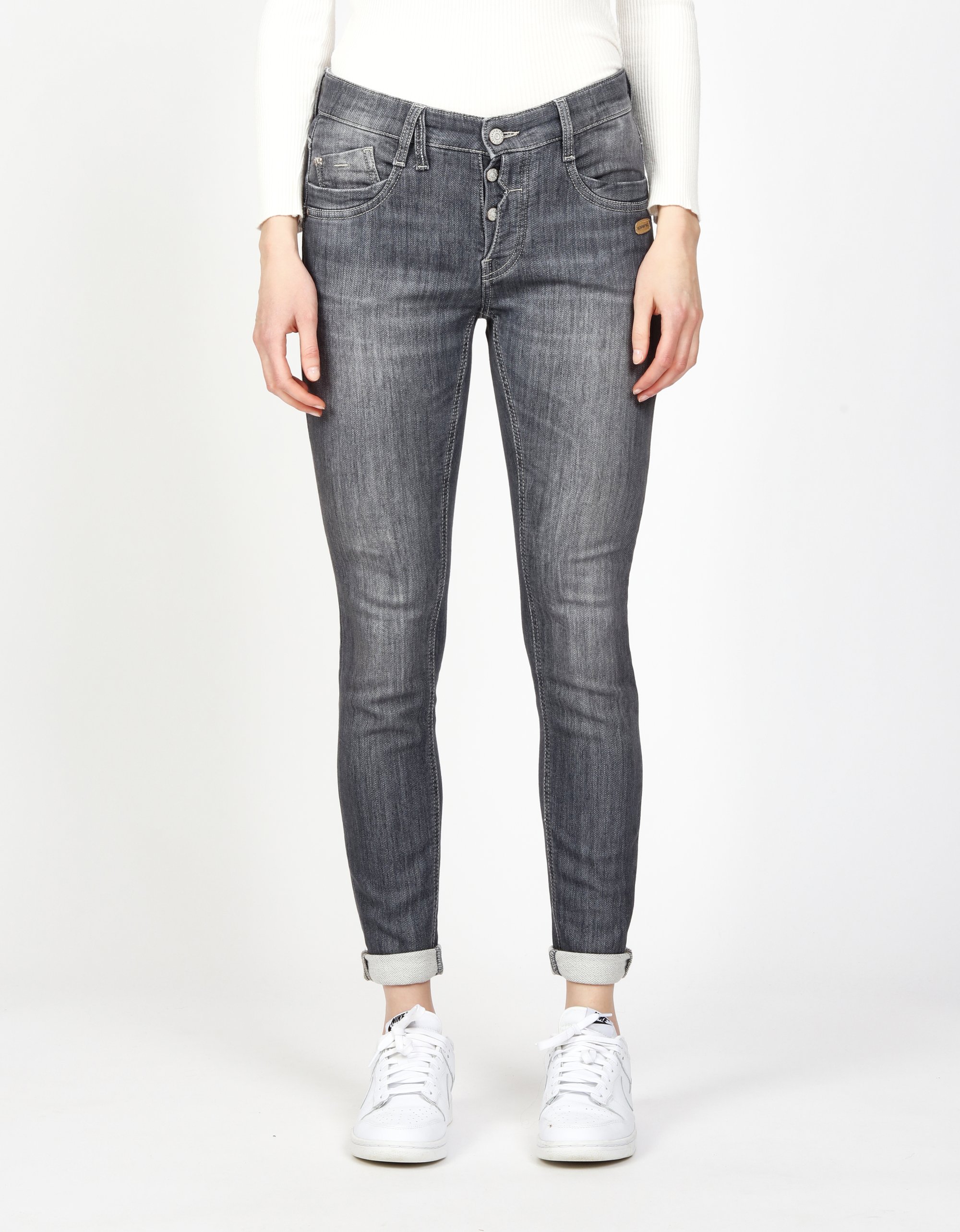GANG Damen Jeans 94GERDA - relaxed fit Jeans used grey wash