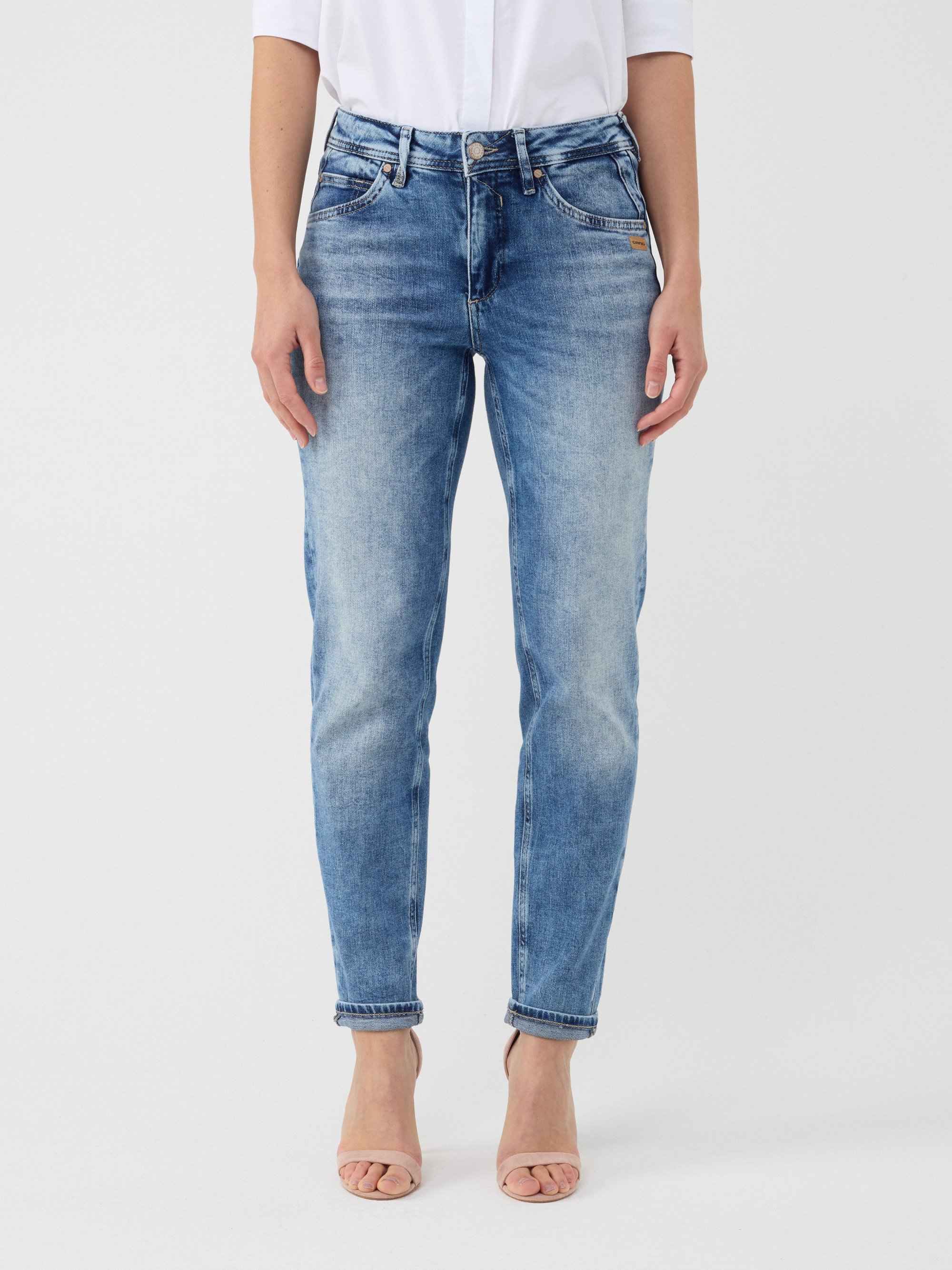 GANG Damen Jeans 94ADELA - relaxed fit Jeans high-low autumn wash
