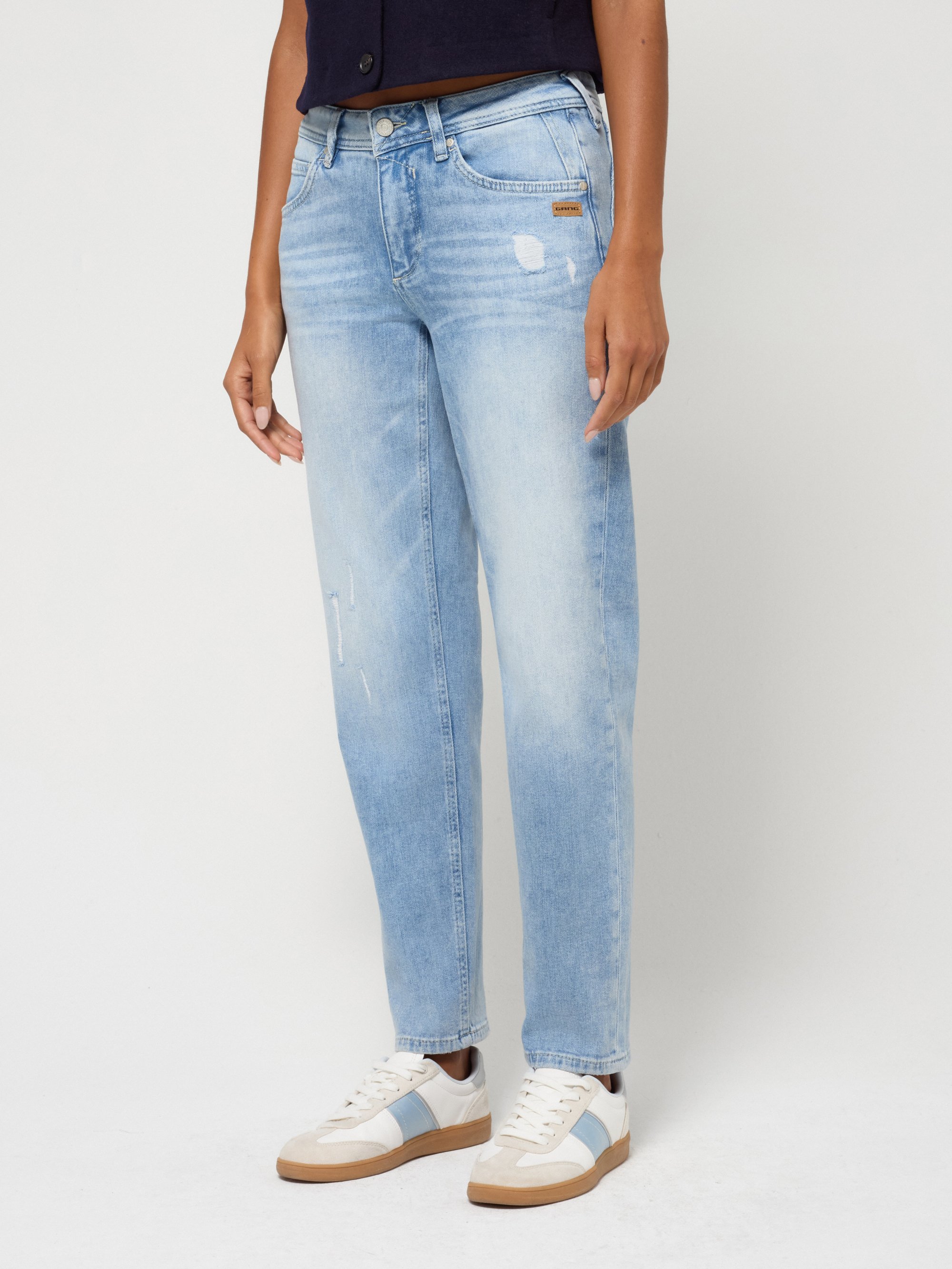 GANG Damen Jeans 94ADELA - relaxed fit Jeans destroyed soft blue