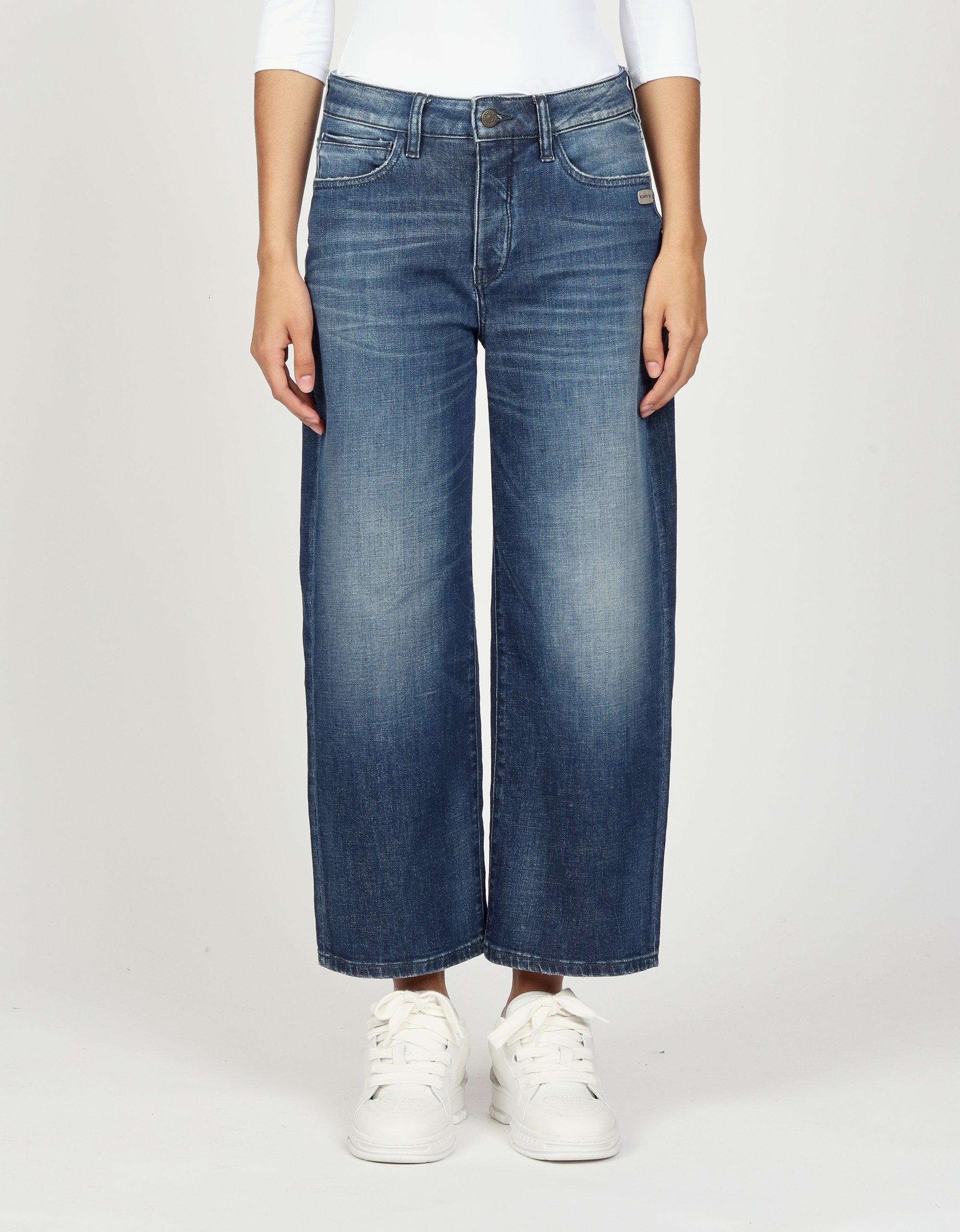 GANG Damen Jeans 94JUL CROPPED - comfort straight fit Jeans worn rough denim