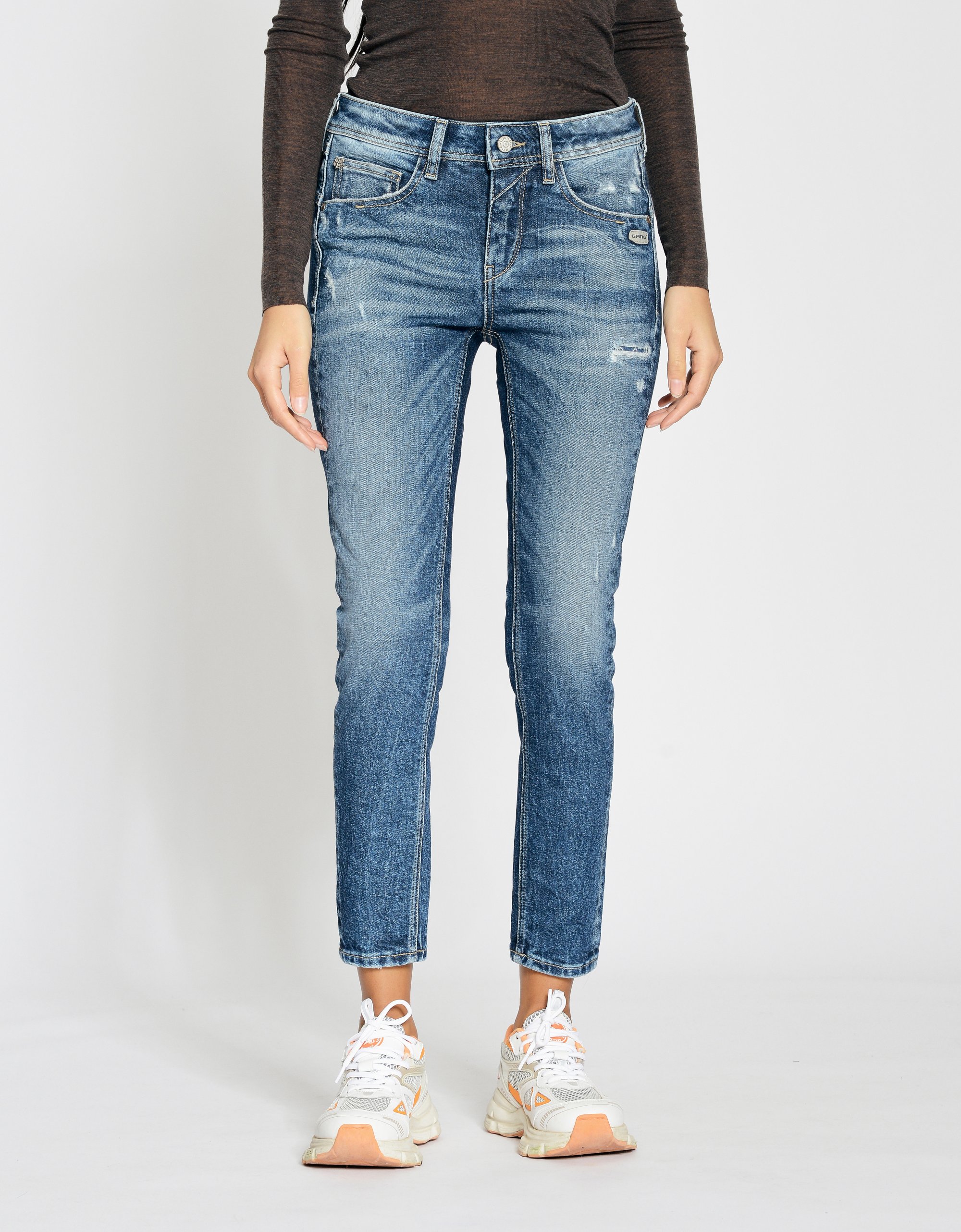 GANG Damen Jeans 94AMELIE CROPPED - relaxed ft Jeans worn denim joy