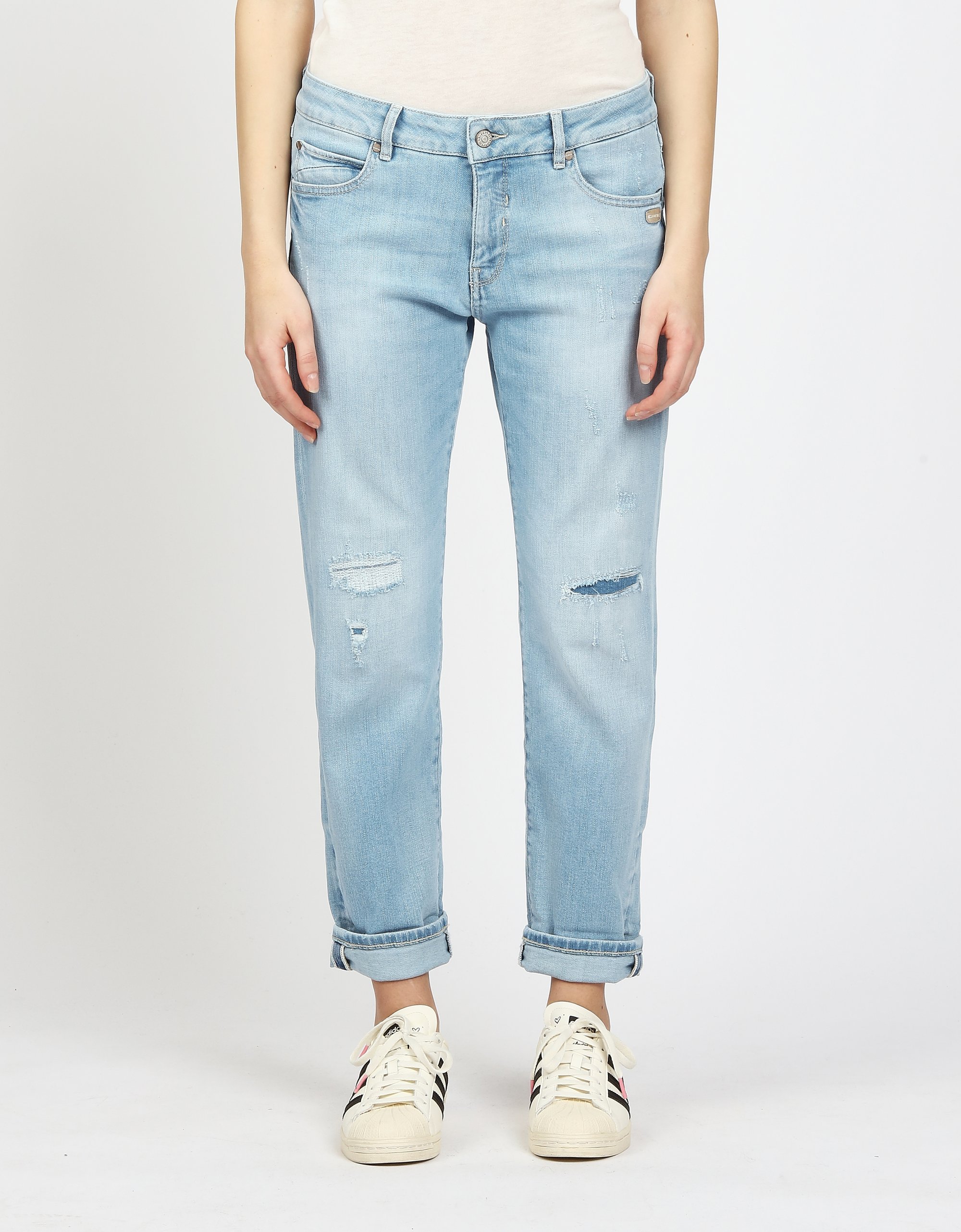 GANG Damen Jeans 94NADIA CROPPED - boyfriend fit Jeans light blue vint