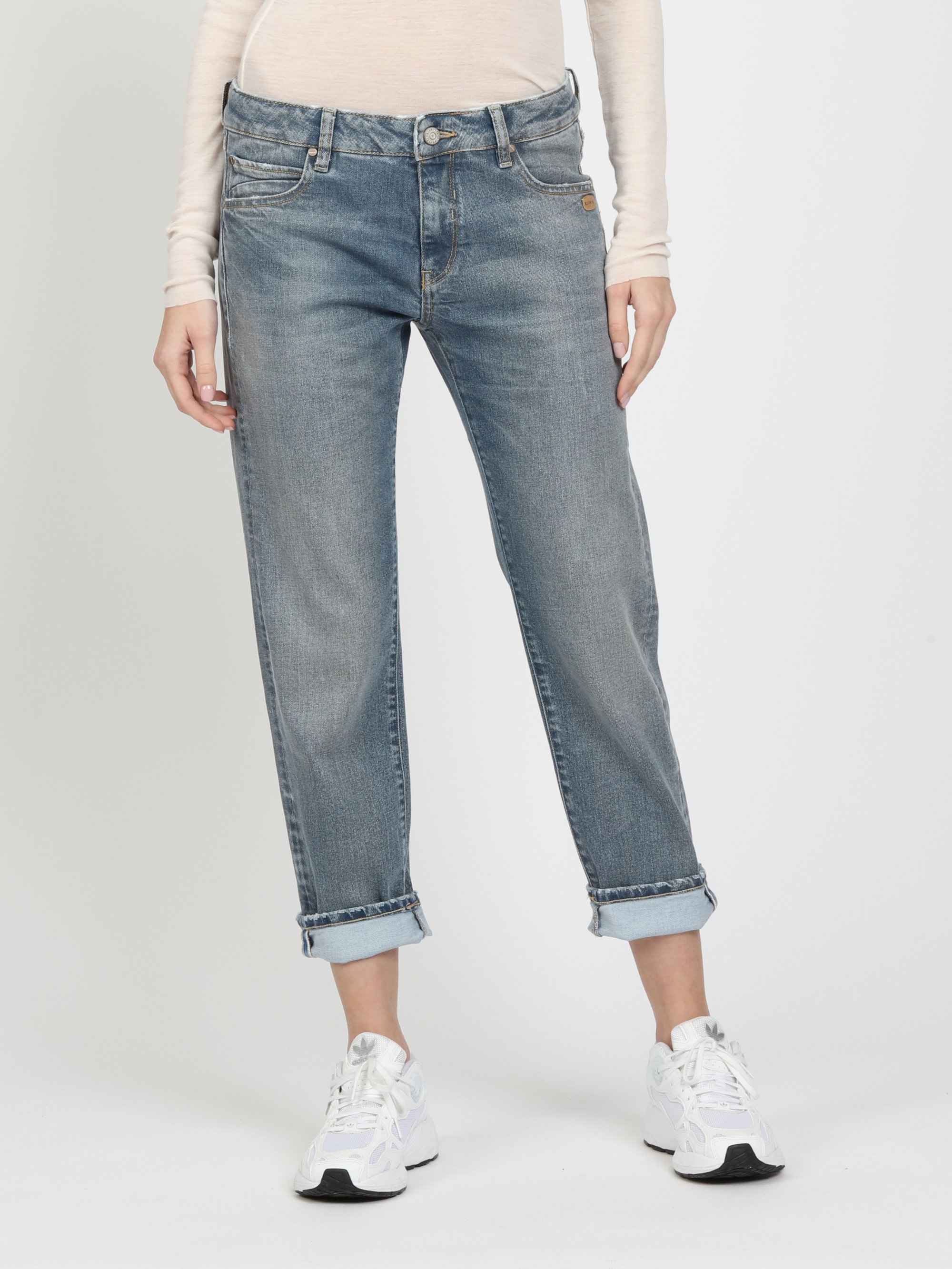 GANG Damen Jeans 94NADIA CROPPED - boyfriend fit Jeans light blue grey