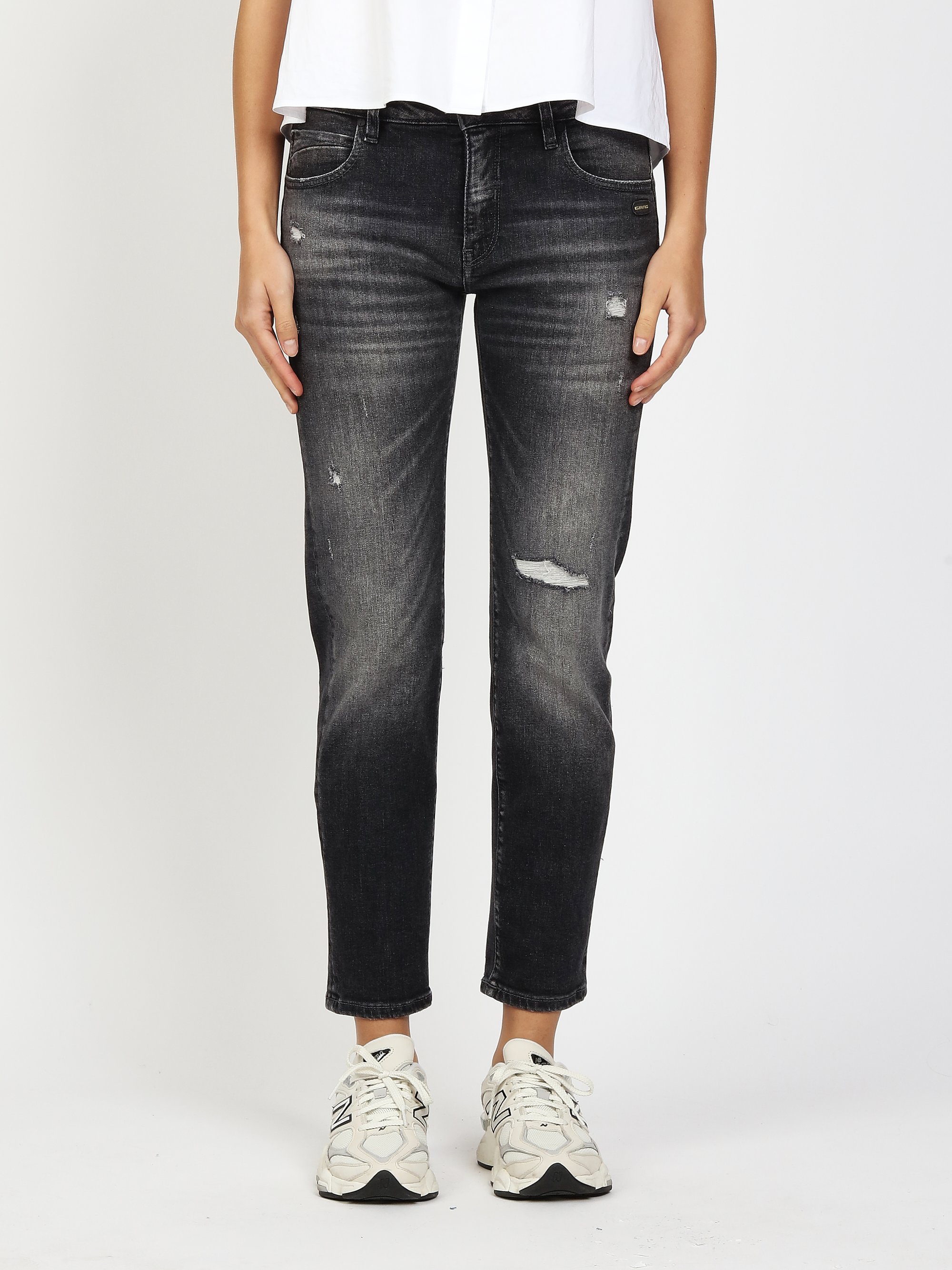 GANG Damen Jeans 94NADIA CROPPED - boyfriend fit Jeans destroyed anthra