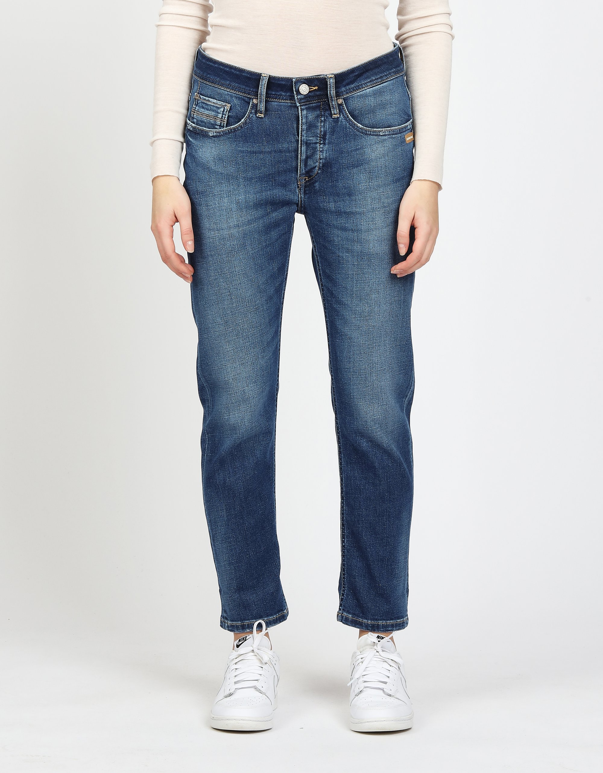 GANG Damen Jeans 94NICA CROPPED - boyfriend fit Jeans lovely midblue
