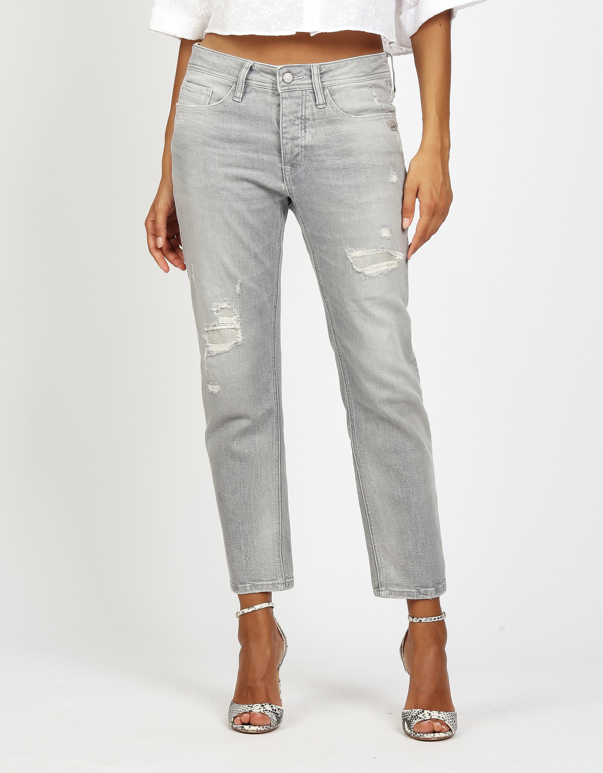 GANG Damen Jeans 94NICA CROPPED - boyfriend fit Jeans big grey