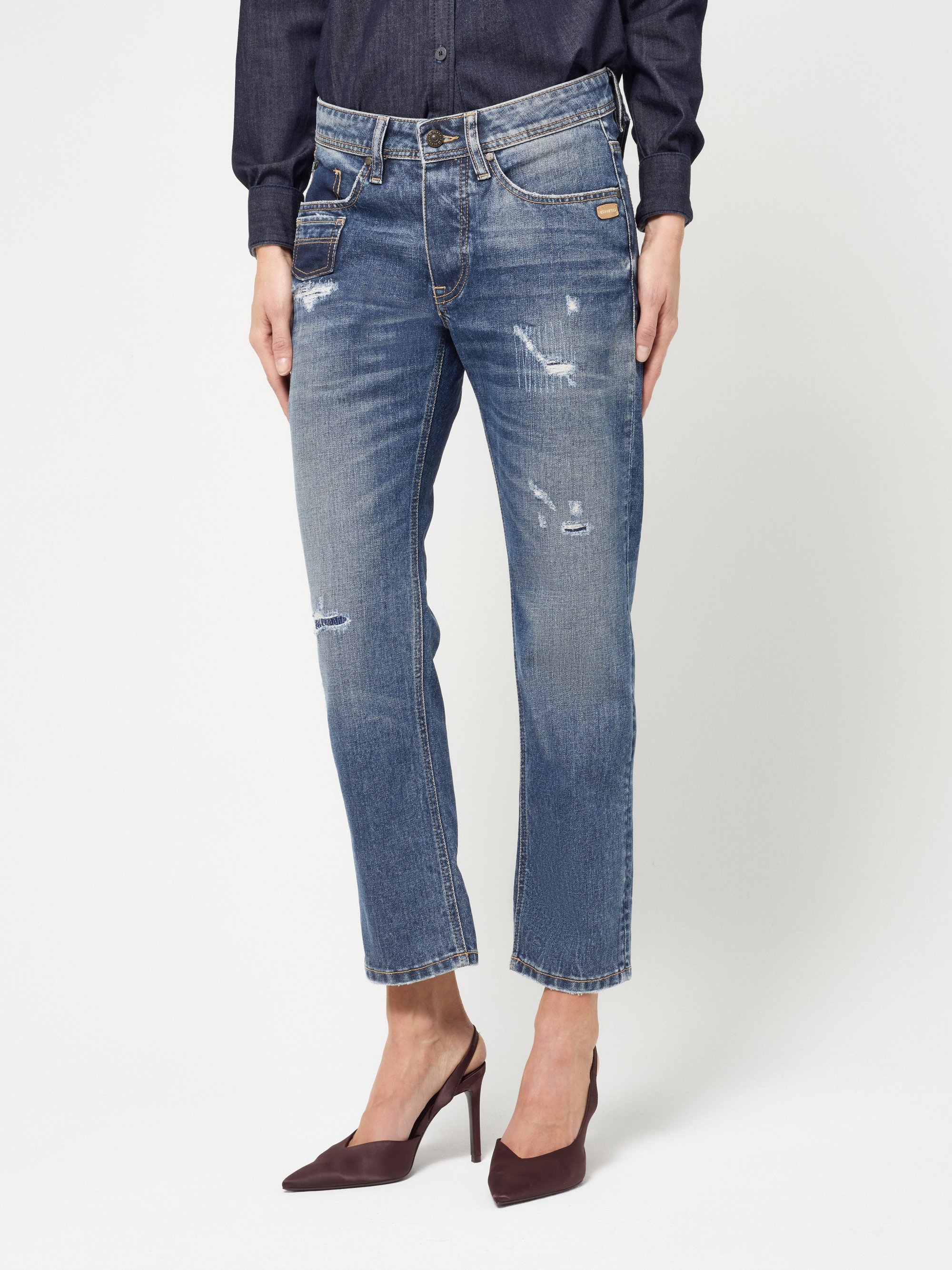 GANG Damen Jeans 94NICA CROPPED - boyfriend fit Jeans cool destroy