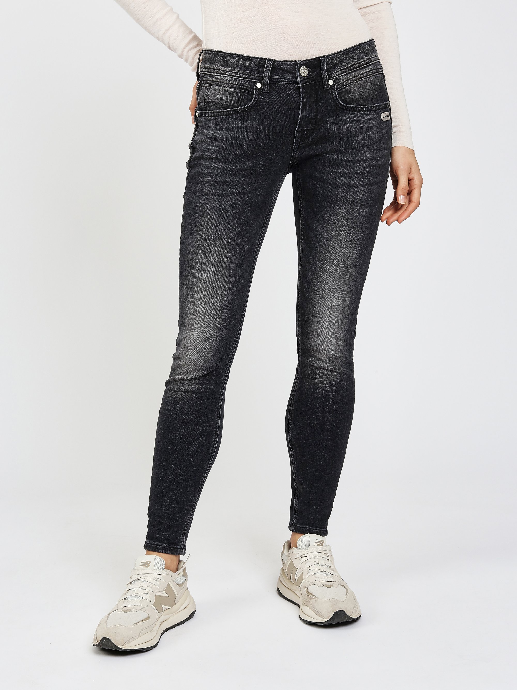 GANG Damen Jeans 94FAITH CROPPED - skinny fit Jeans authentic anthra wash